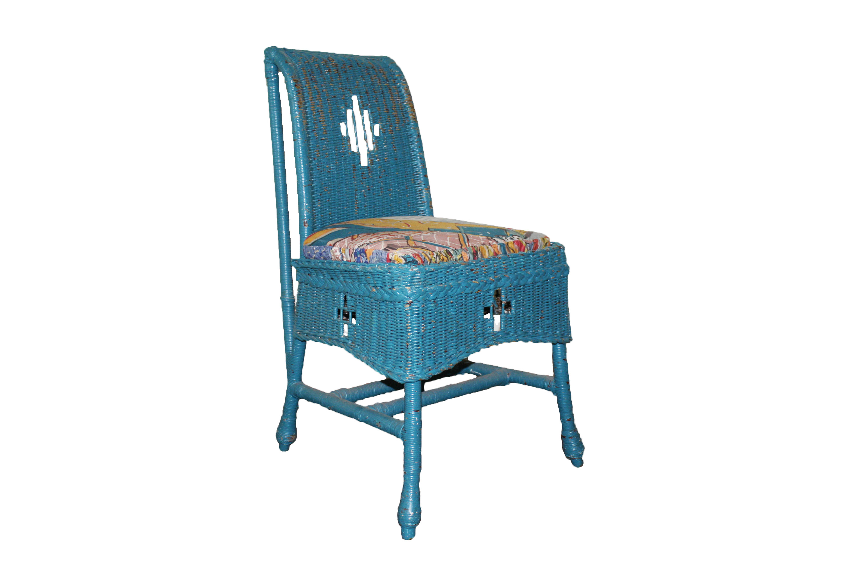 Vintage Blue Wicker Chair by Kaltex EBTH