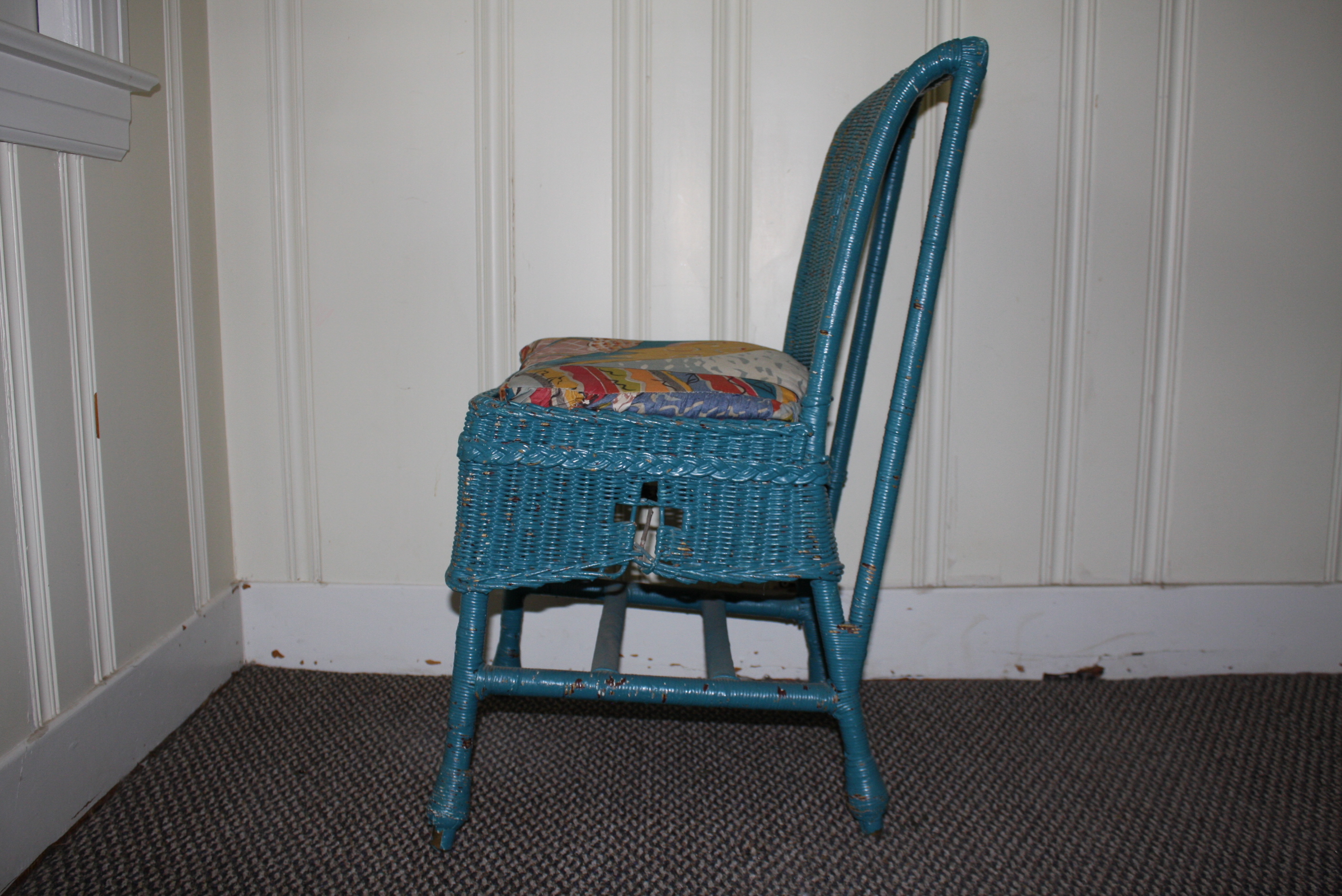 Vintage Blue Wicker Chair by Kaltex EBTH