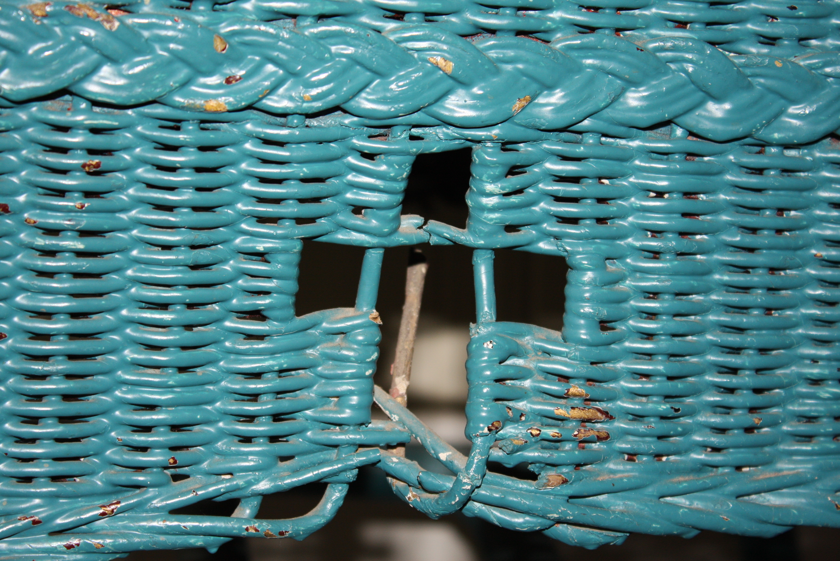 Vintage Blue Wicker Chair by Kaltex EBTH