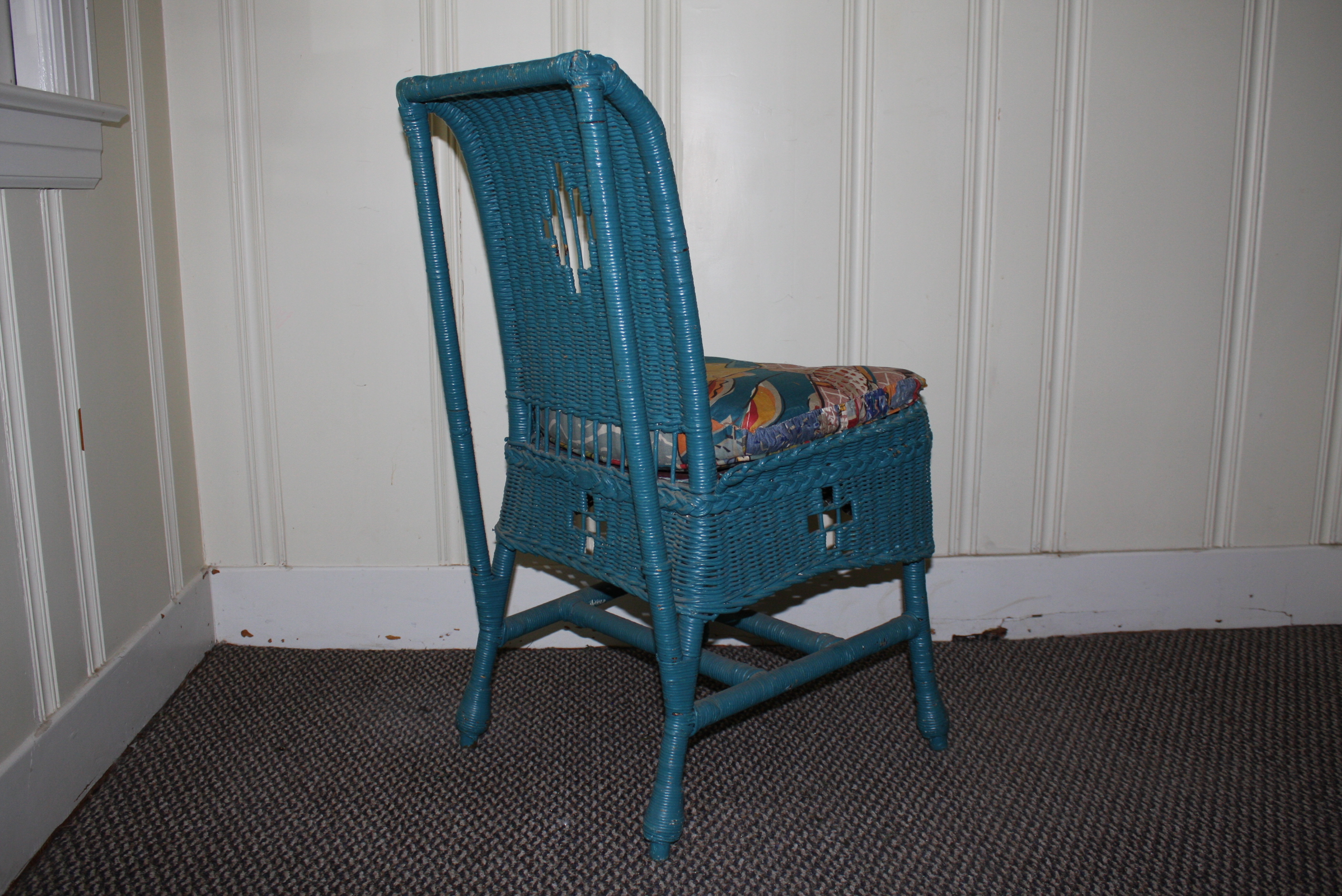 Vintage Blue Wicker Chair by Kaltex EBTH