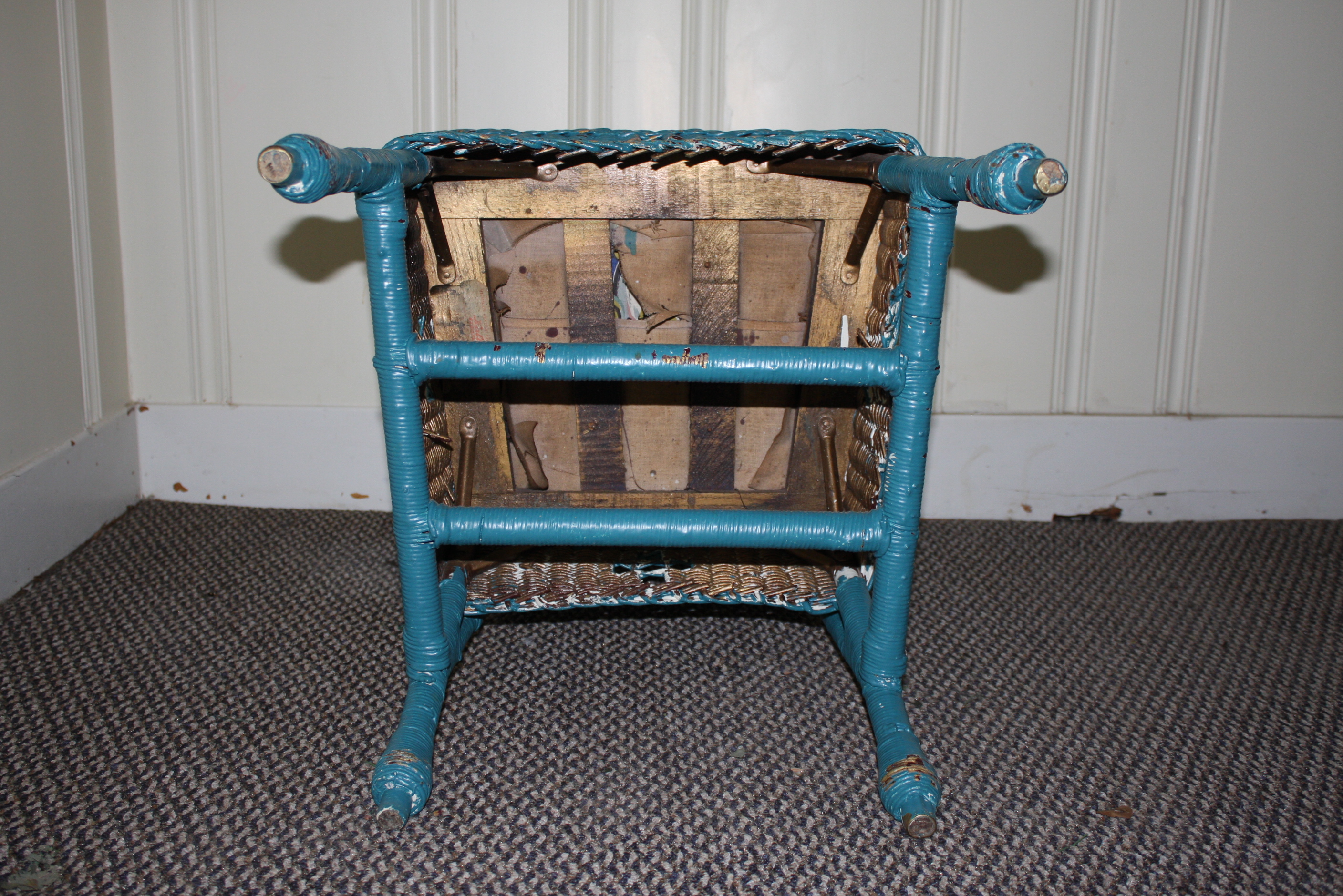 Vintage Blue Wicker Chair by Kaltex EBTH