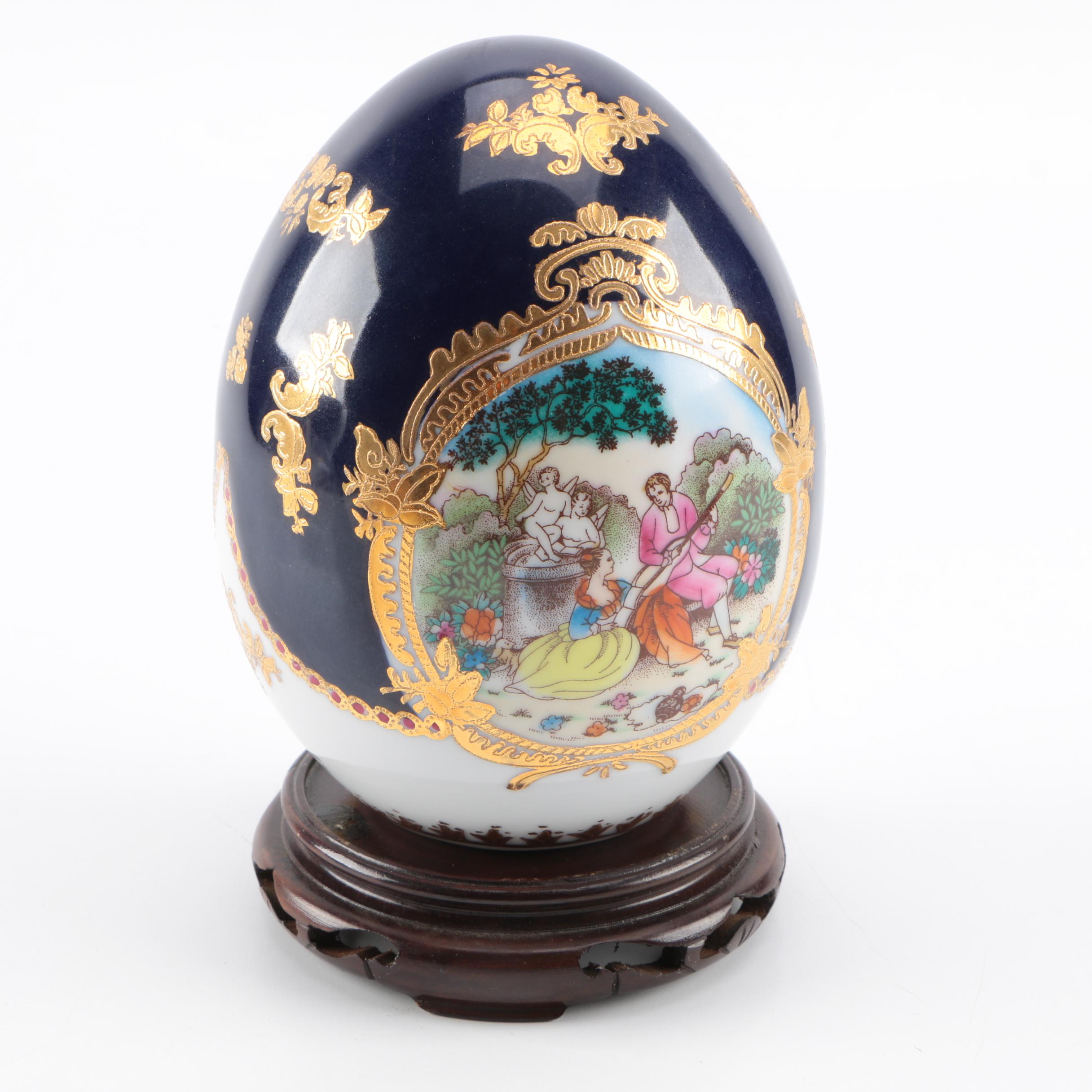 L.F. Fine Porcelain Limoges Egg with Stand EBTH