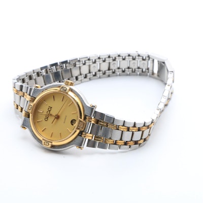 Vintage Gucci 9000L Wristwatch with Two Tone Gold and Stainless Steel Bracelet