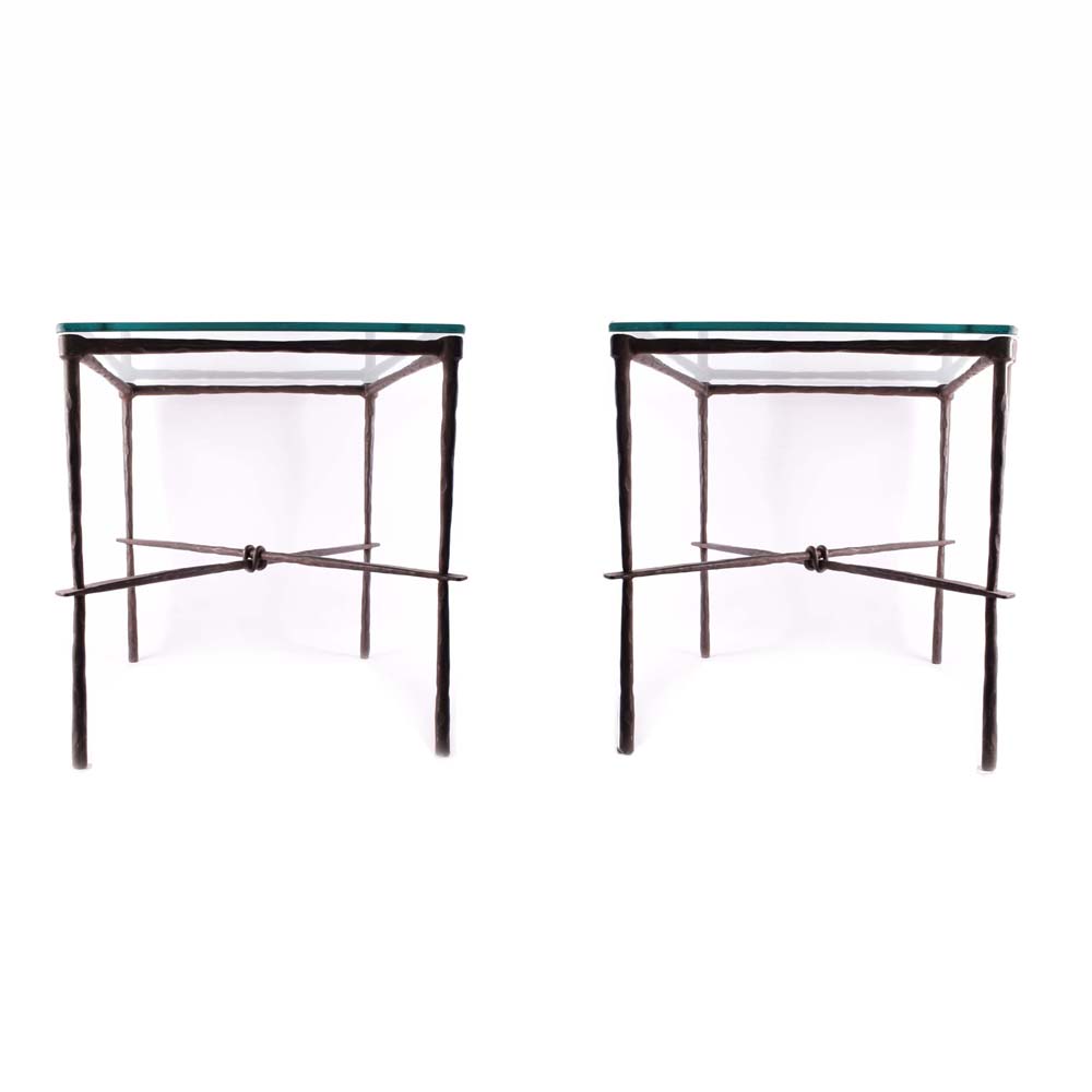 Iron Glass Top Side Tables EBTH