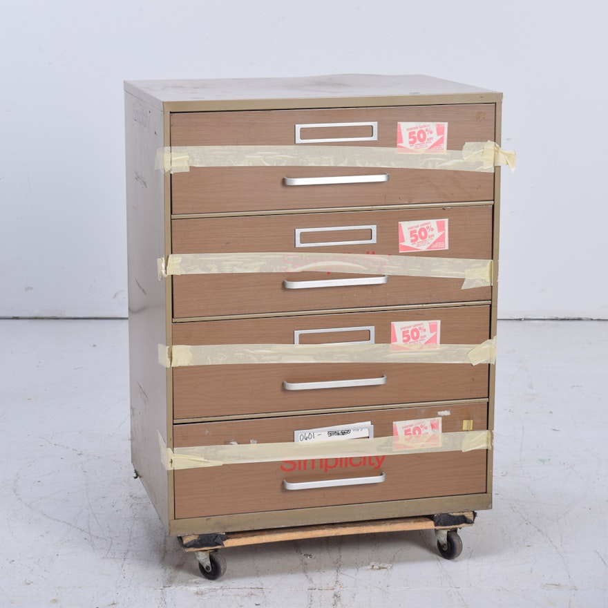 Simplicity Filing Cabinet With Packaged Fabrics Ebth
