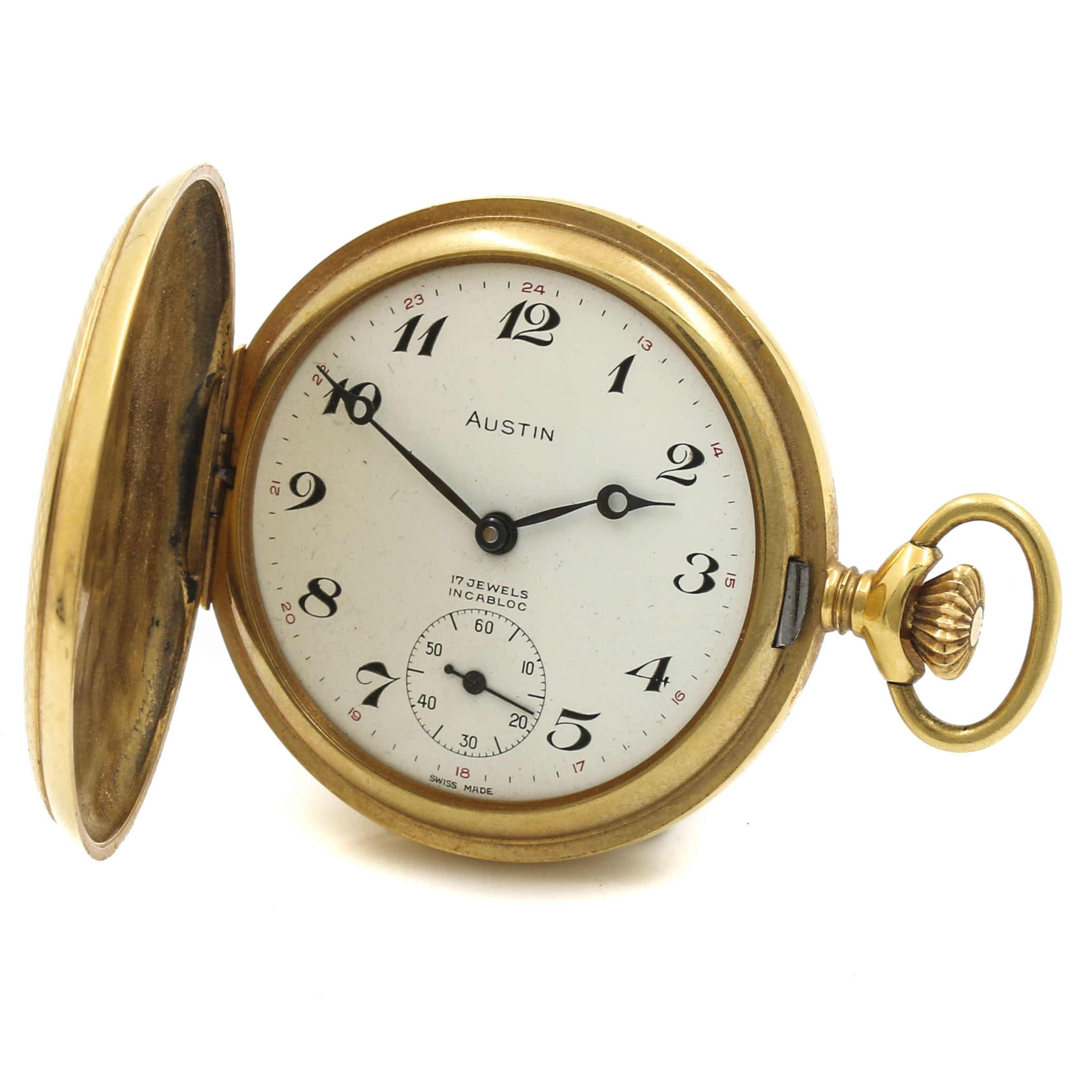 Arnex 17 jewels incabloc pocket watch with 60 hr dial tsenas