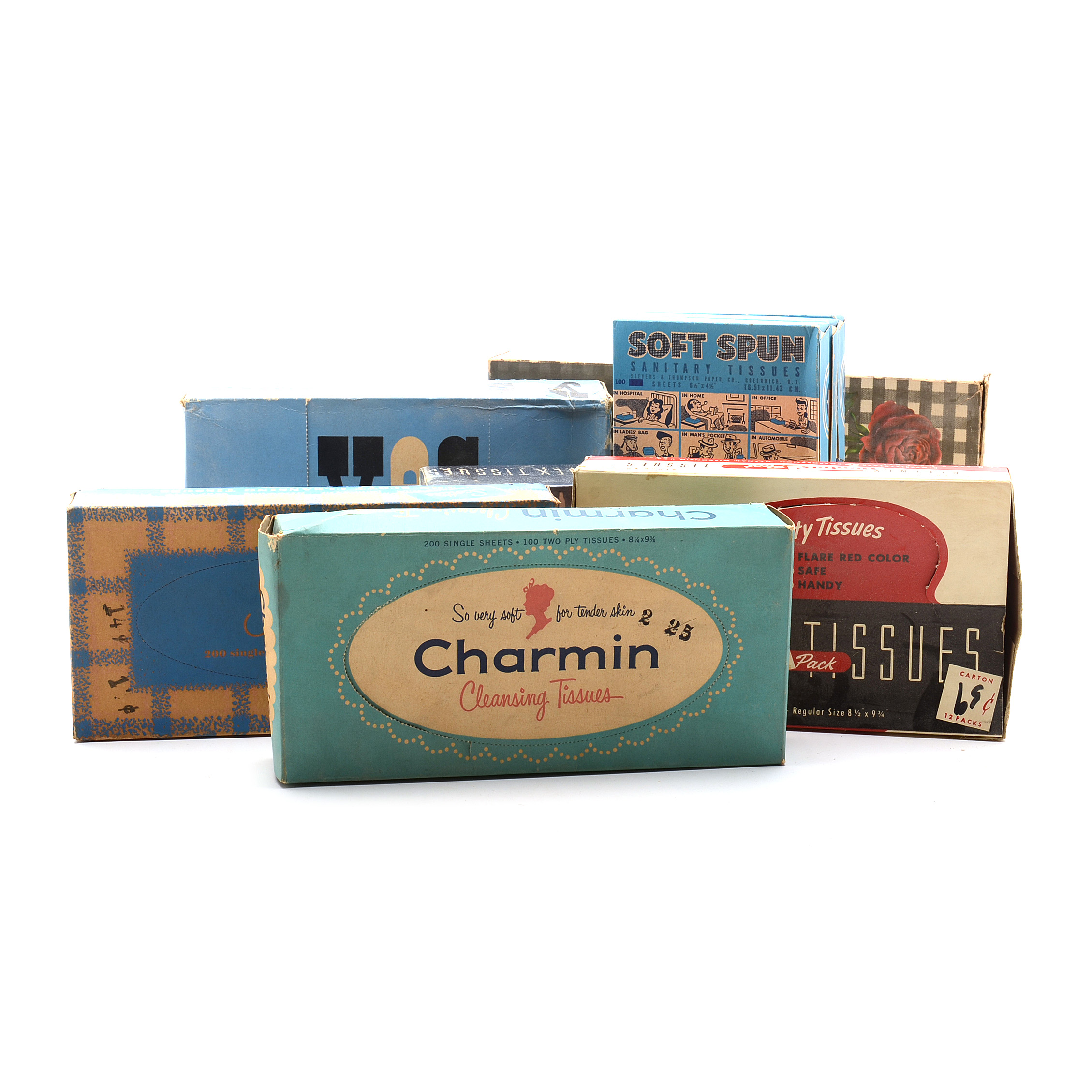 1950s1960s Kleenex, Charmin, and Scotties Facial Tissues In Boxes EBTH
