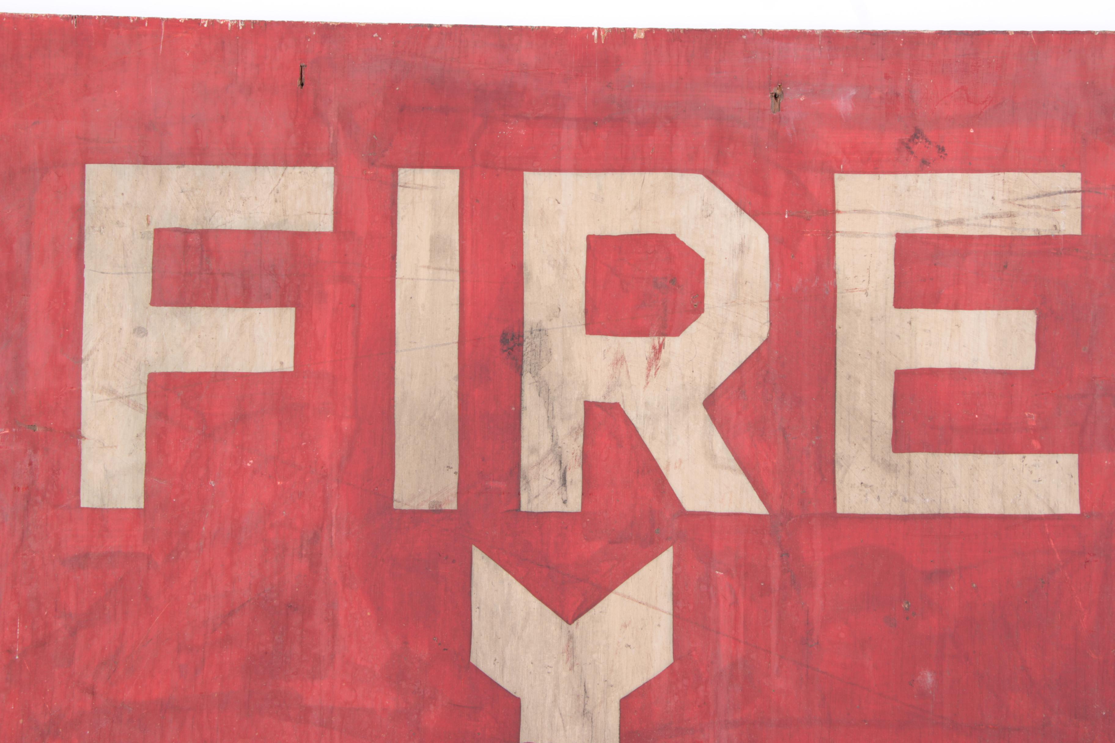 Vintage Wooden Fire Extinguisher Sign EBTH