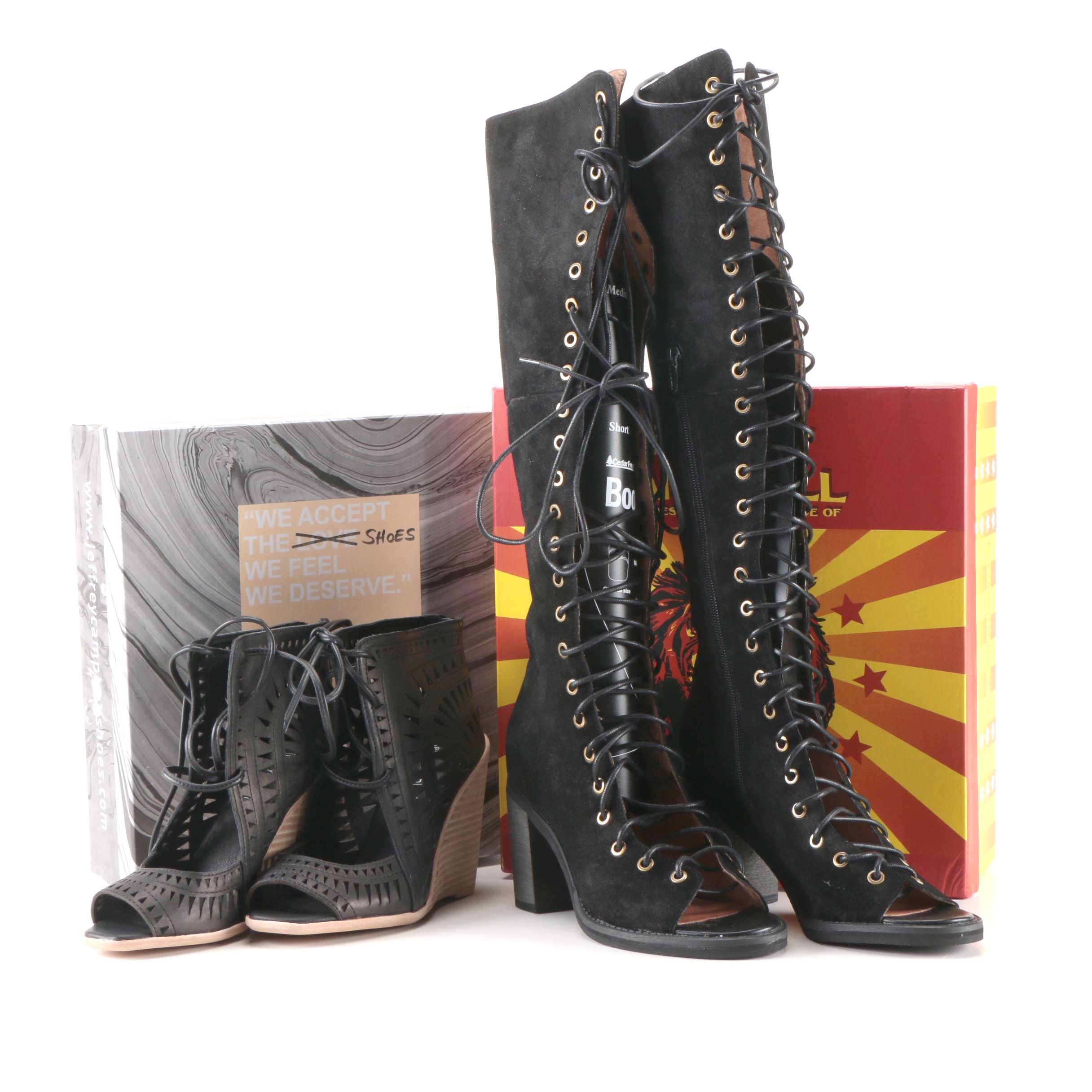 jeffrey campbell peep toe booties