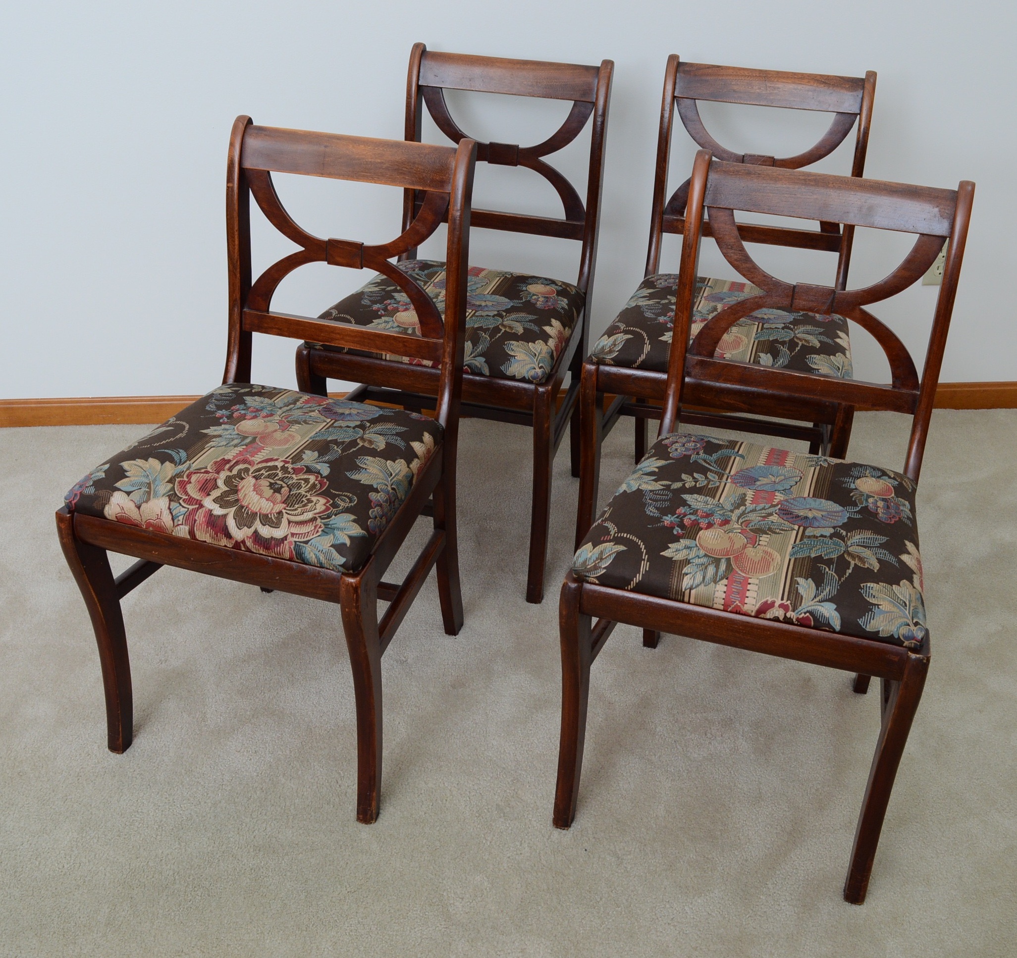 Walnut Duncan Phyfe Style Drop Leaf Table and Four Chairs EBTH