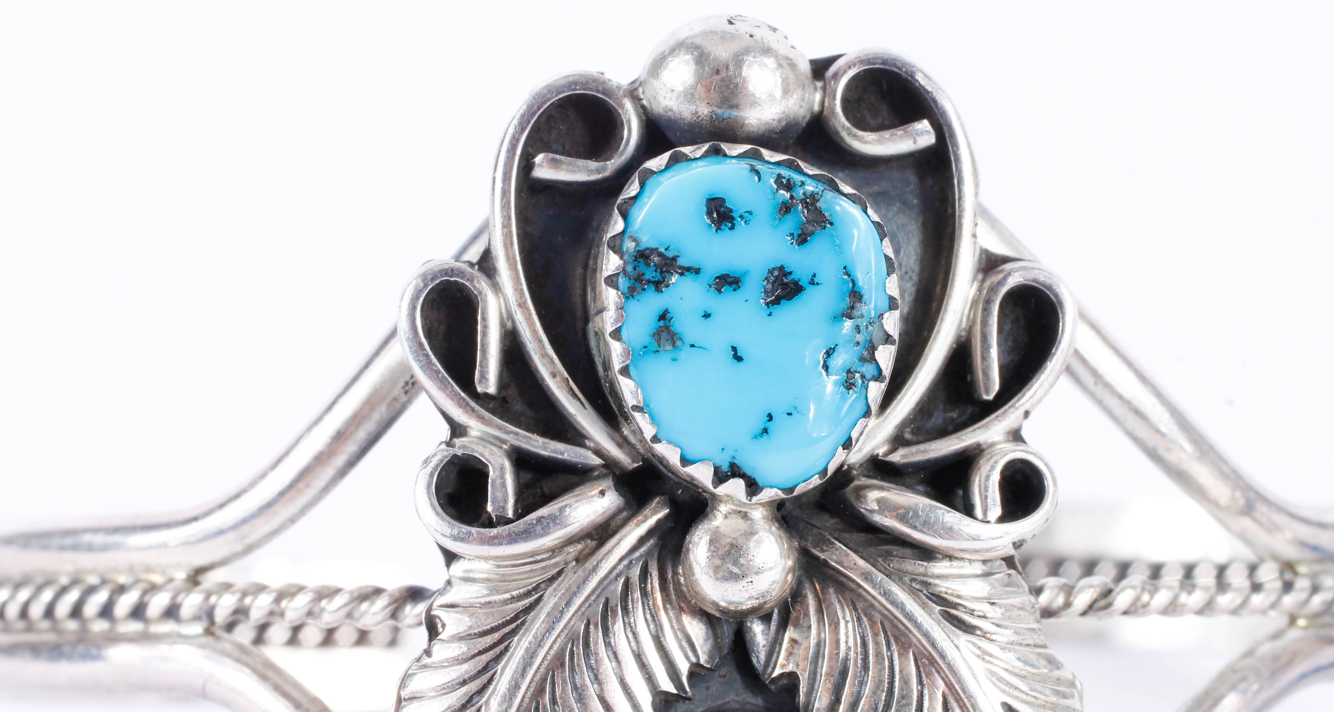 Harry B. Yazzie Navajo Sterling Silver And Turquoise Bracelet With ...