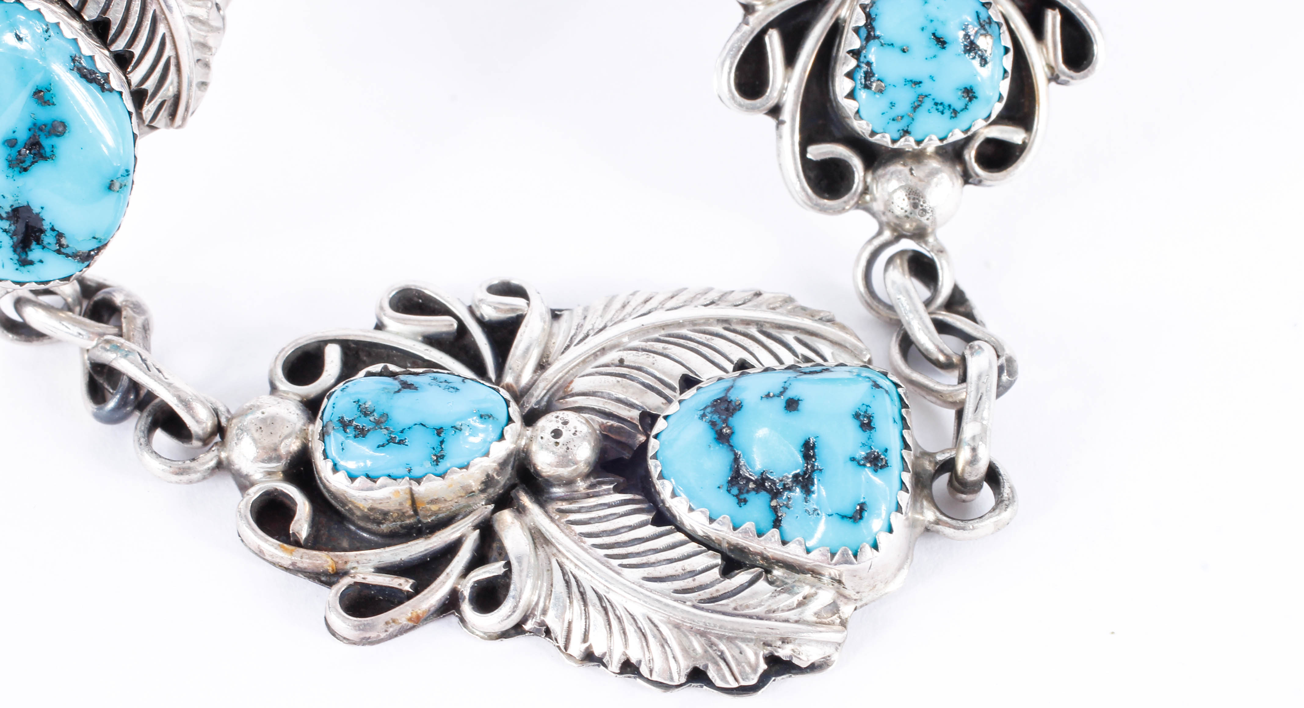 Harry B. Yazzie Navajo Sterling Silver And Turquoise Bracelet With ...