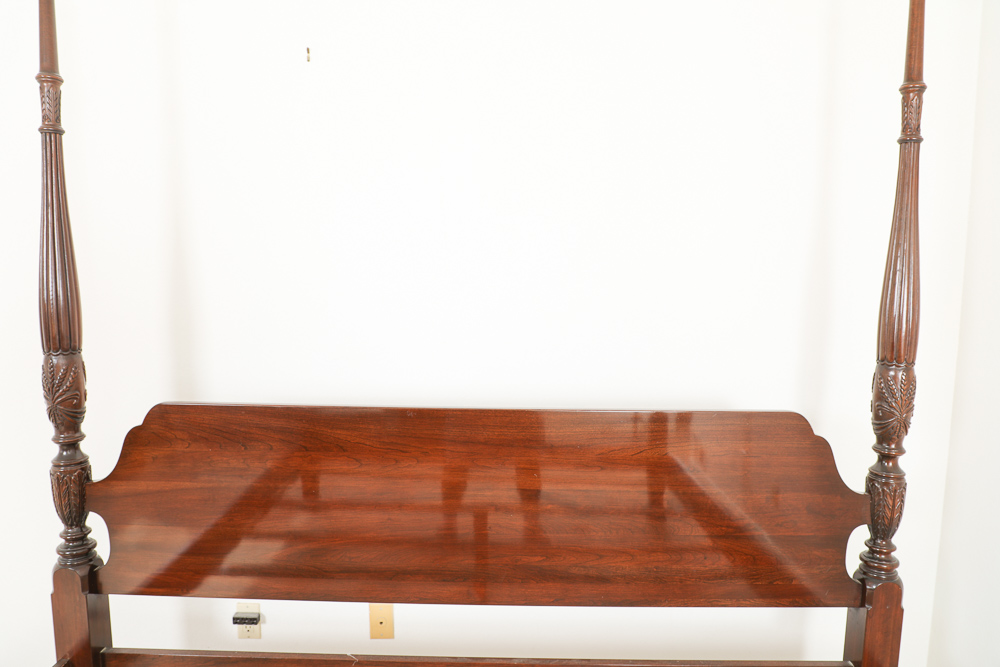 Ethan Allen King Rice Carved Poster Bed Court with Cherry