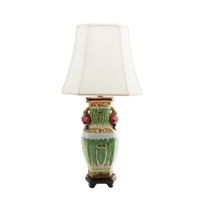 Late 20th-Century Chinese Export Vase Lamp with Pomegranate Figural Handles