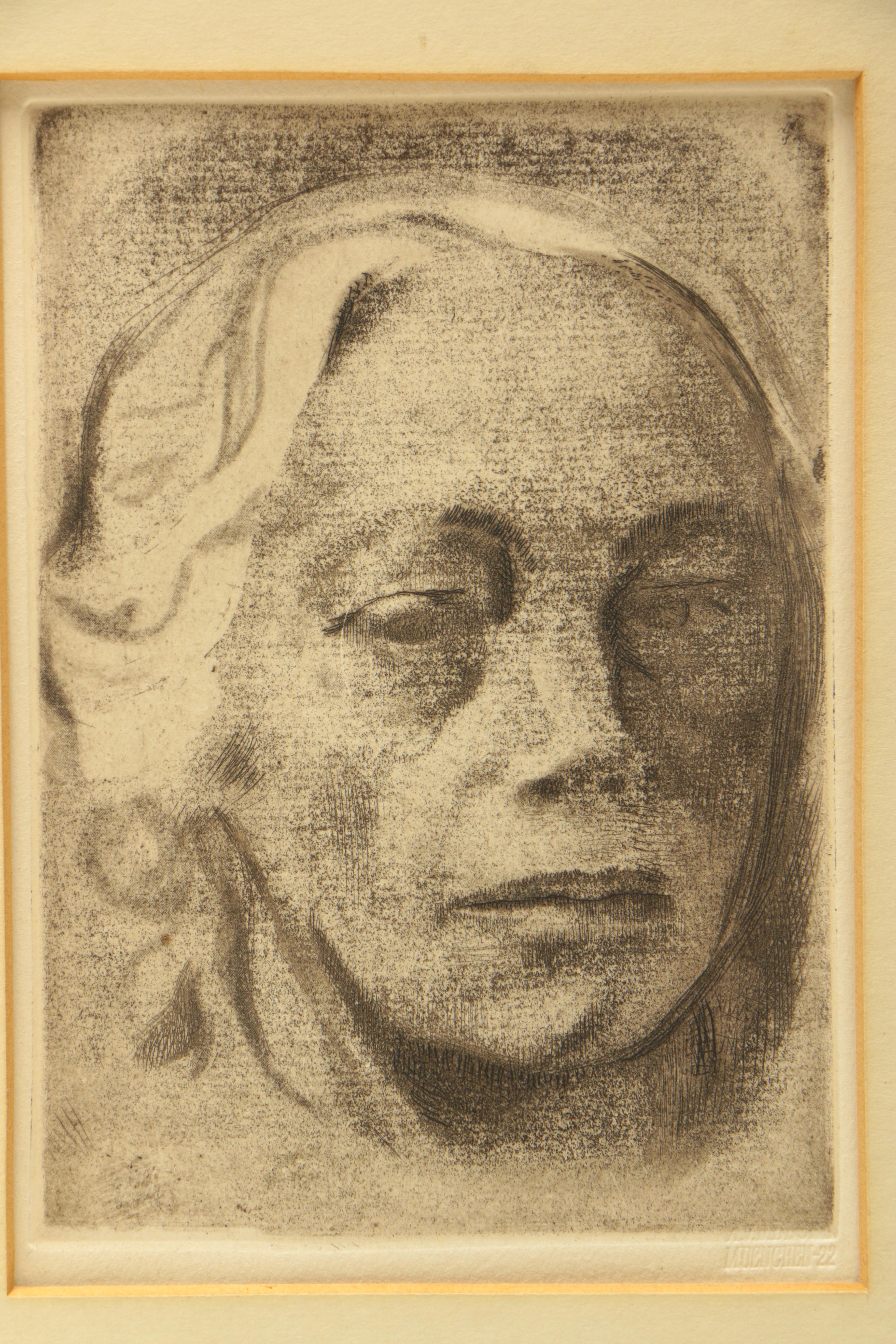 Käthe Kollwitz Restrike Etching on Paper "Self Portrait" EBTH
