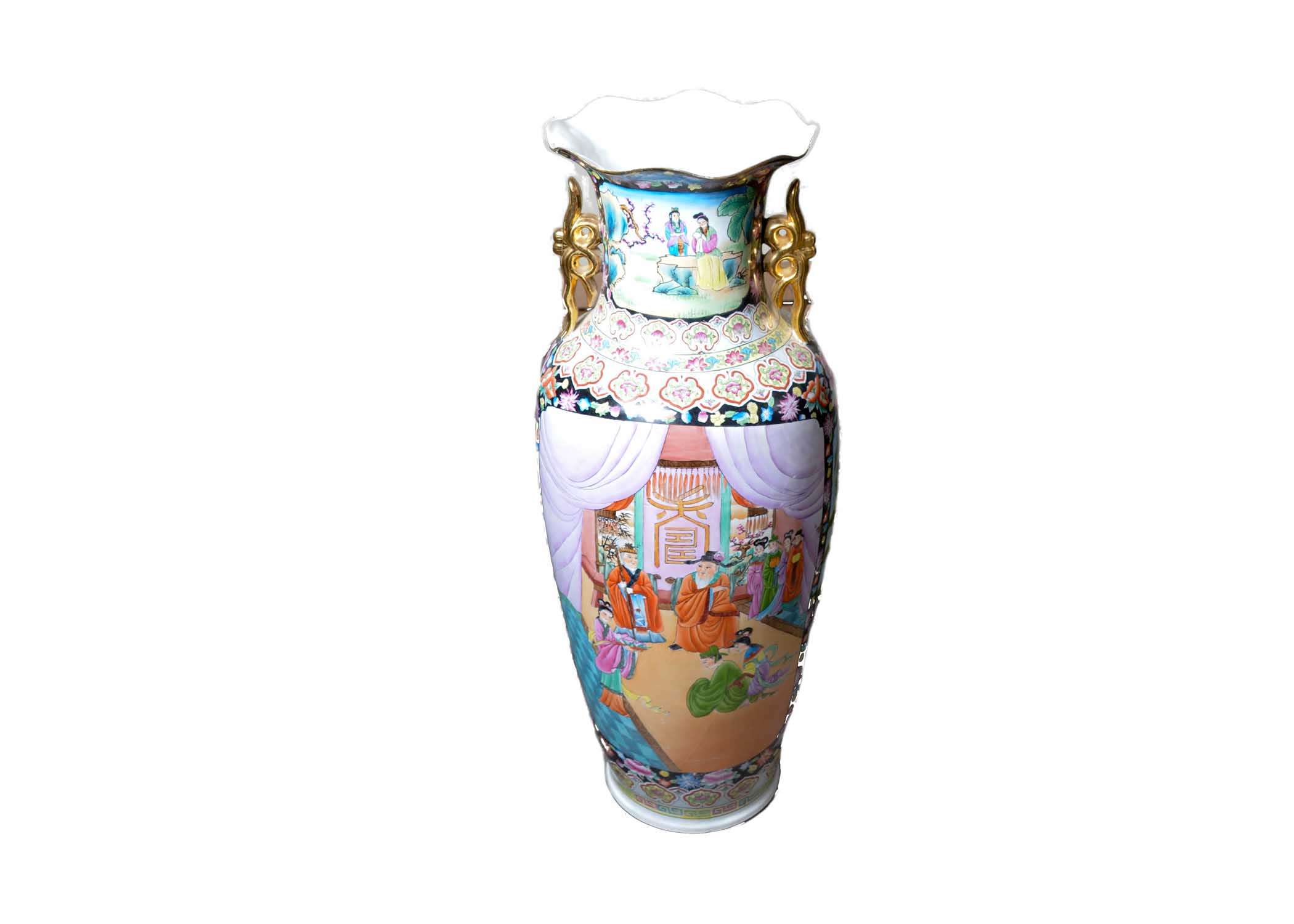 Large Chinese Hand Painted Floor Vase