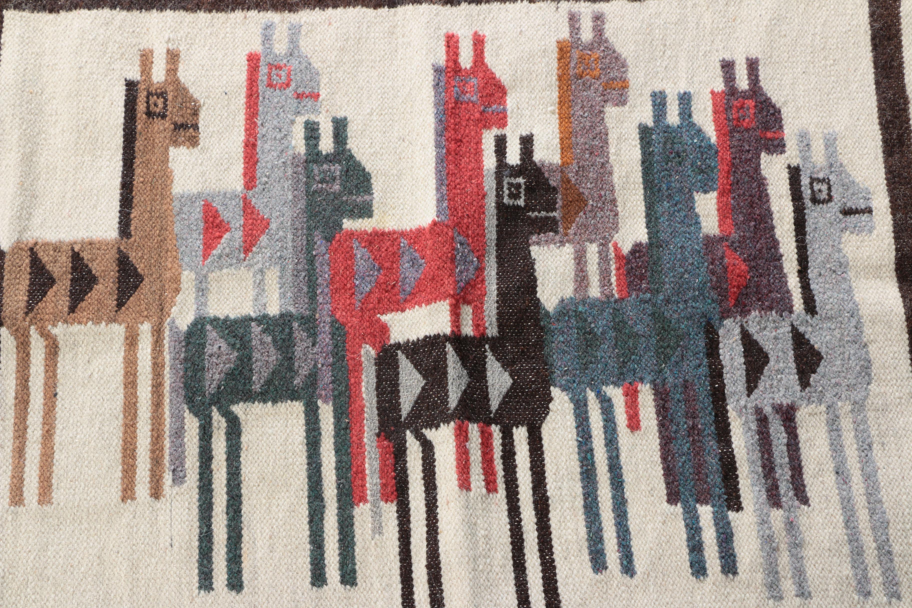 Handwoven Peruvian Llama Alpaca Rug EBTH
