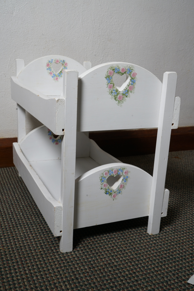 White Wooden Doll Bunk Bed and Display Shelf EBTH