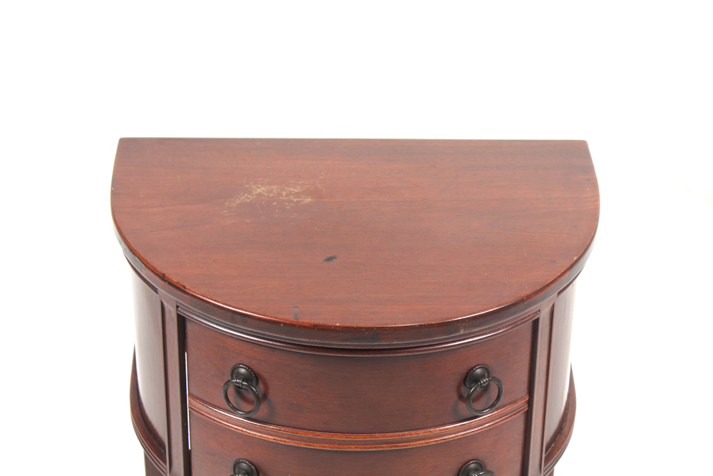 Vintage Mahogany-Veneered Demilune Nightstand | EBTH