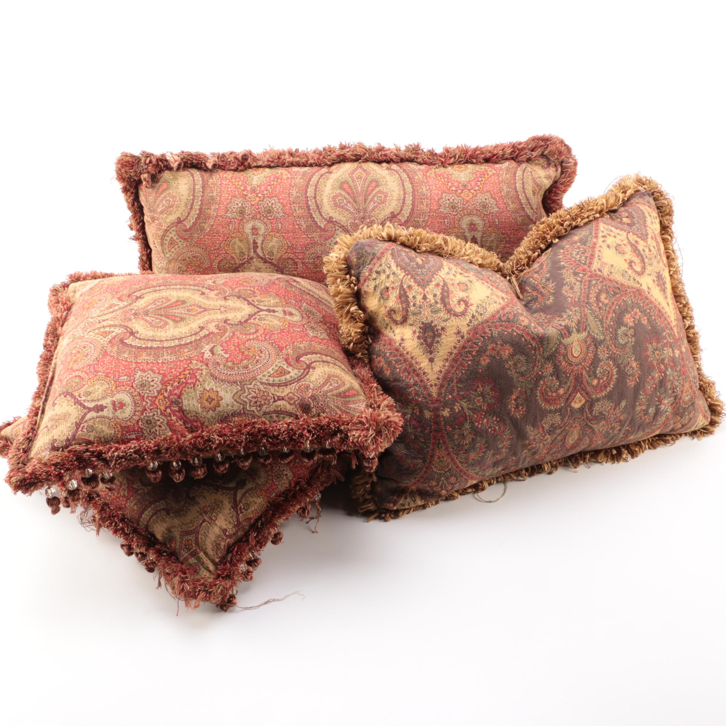 Collection Of Paisley Print Accent Pillows With Fringe Ebth