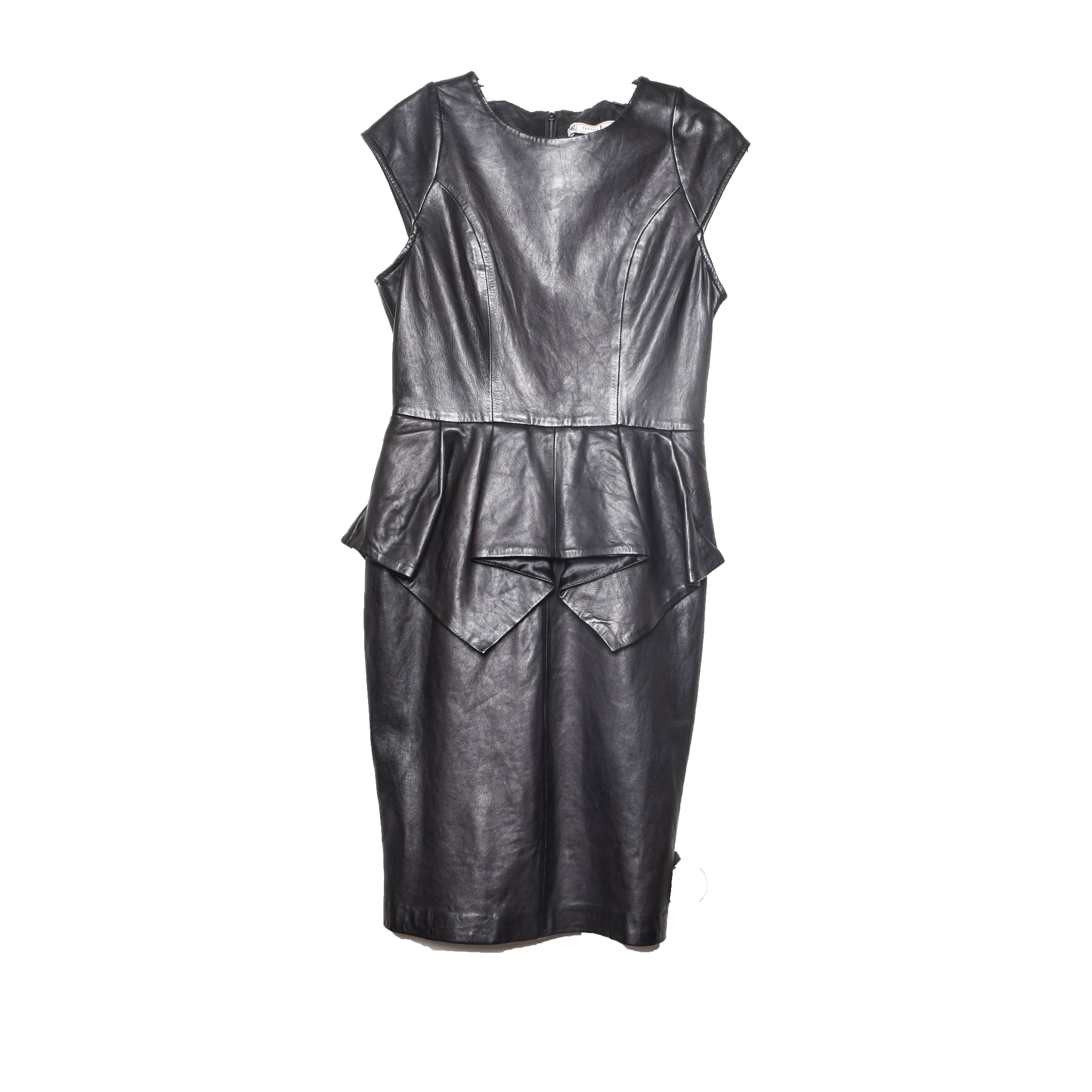 Trelise Cooper Black Leather Peplum Dress EBTH