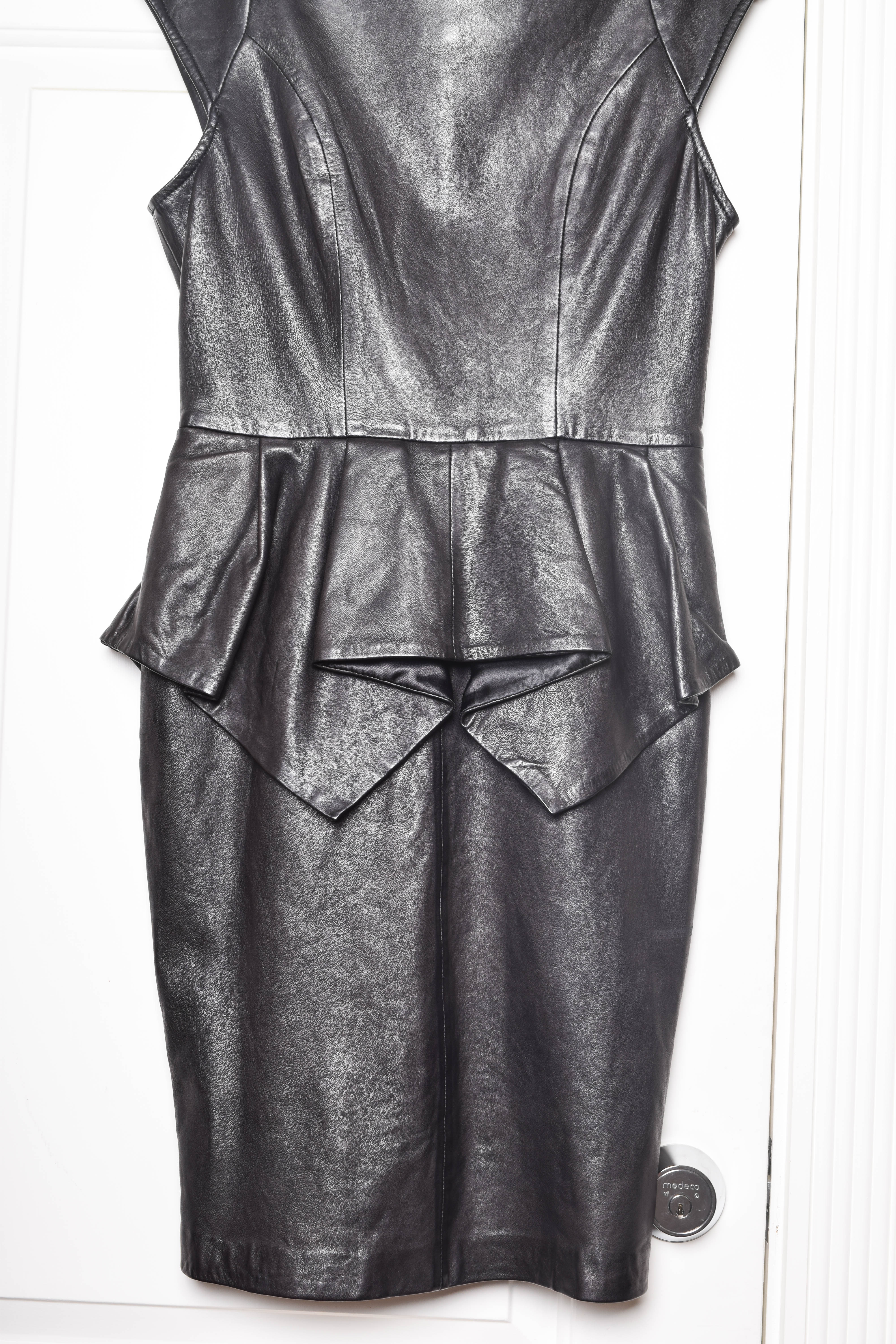 Trelise Cooper Black Leather Peplum Dress EBTH
