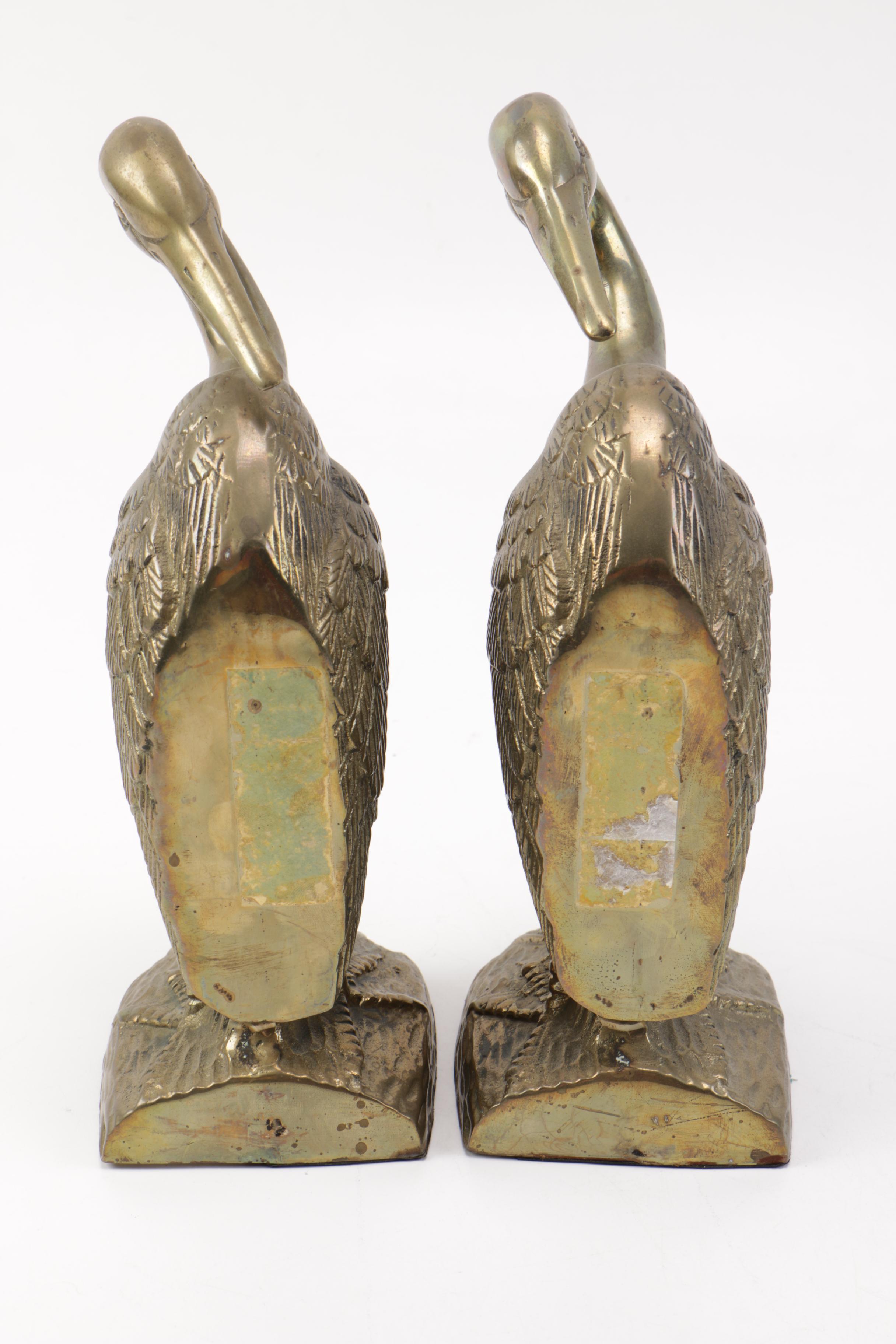 Pair of Brass Heron Bookends EBTH