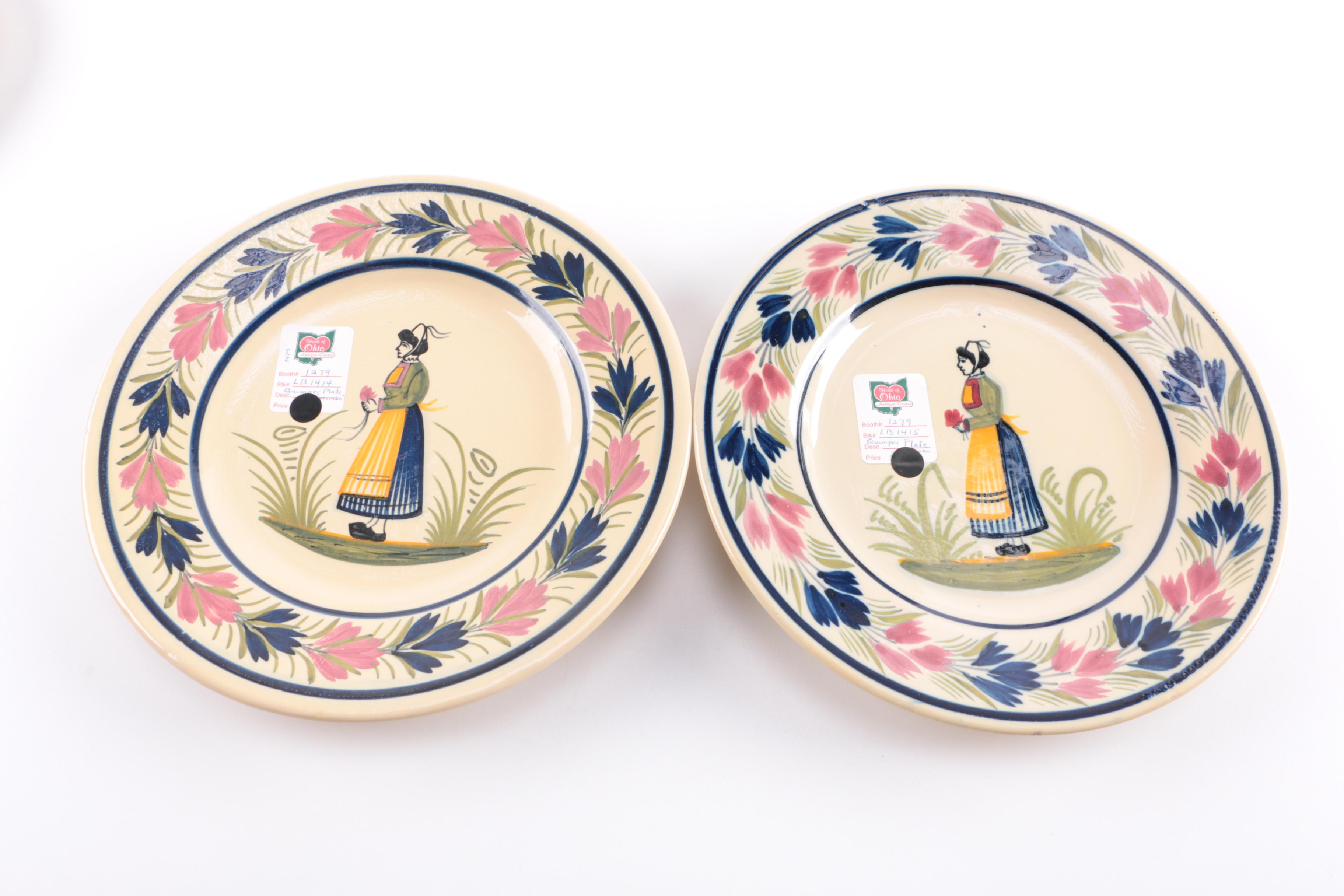 Quimper Faïence HandPainted Ceramic Salad Plates EBTH