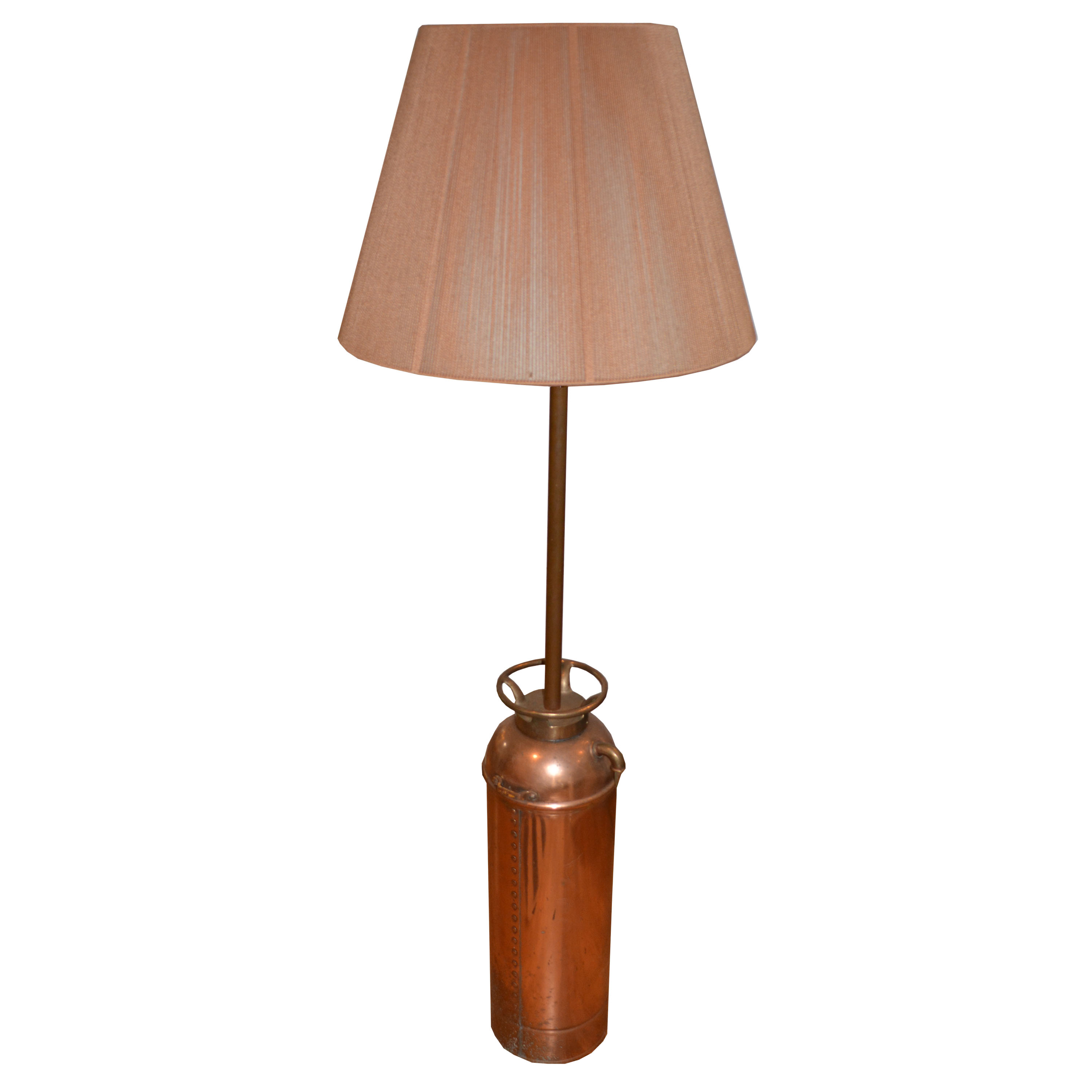 Vintage Floor Lamp with Copper Fire Extinguisher Base EBTH