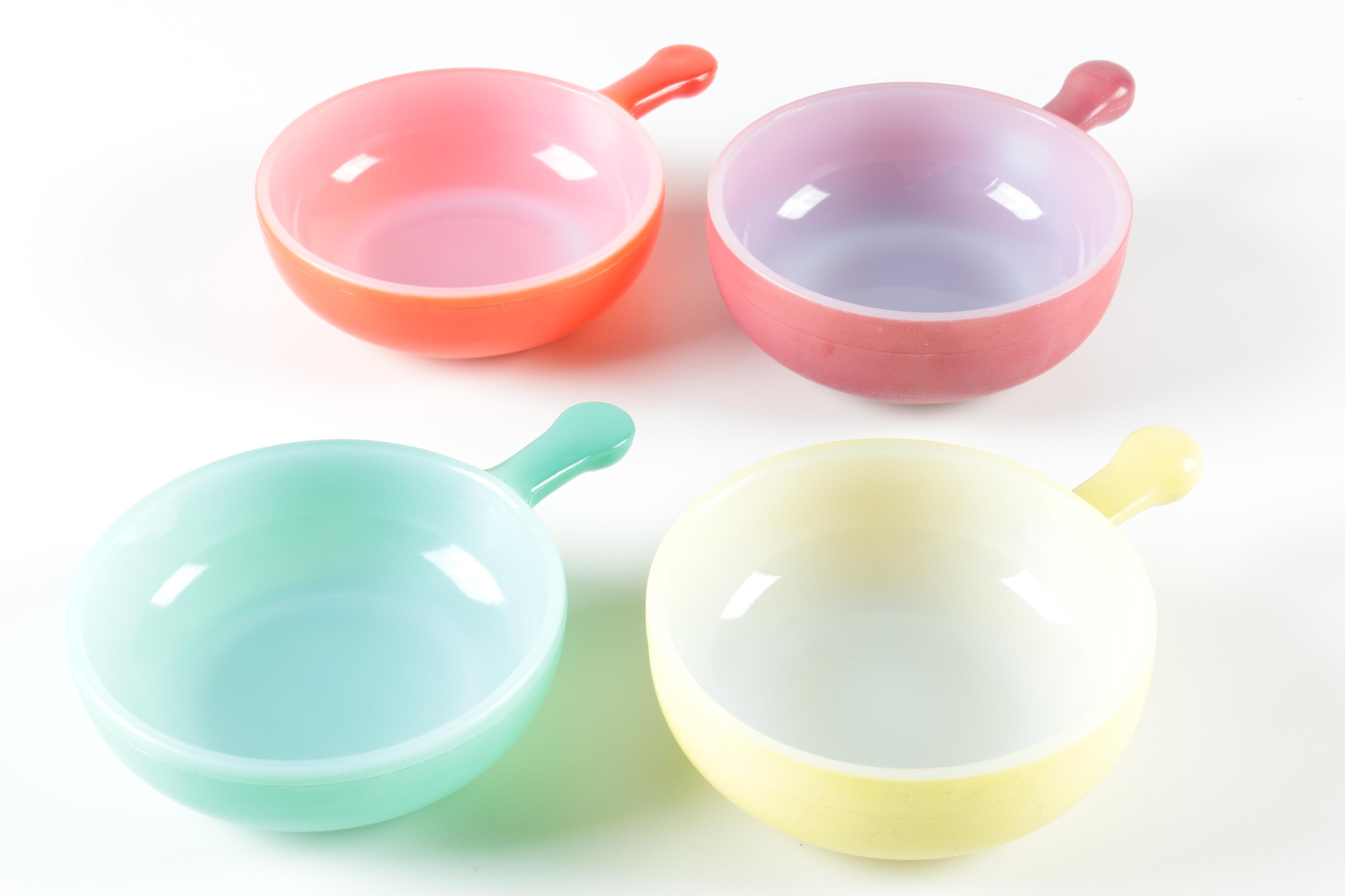 Four "Glasbake" Soup Bowls with Handles EBTH
