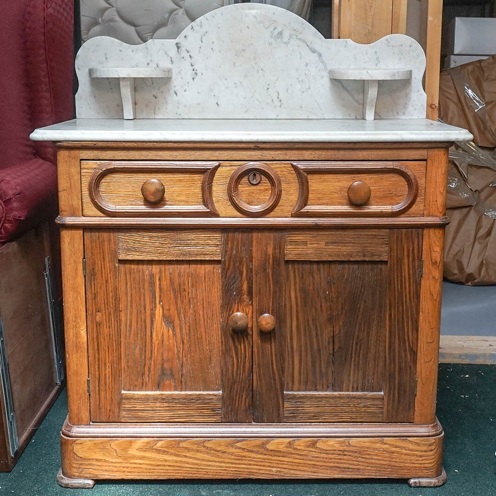 Oak Dry Sink with Marble Top | EBTH