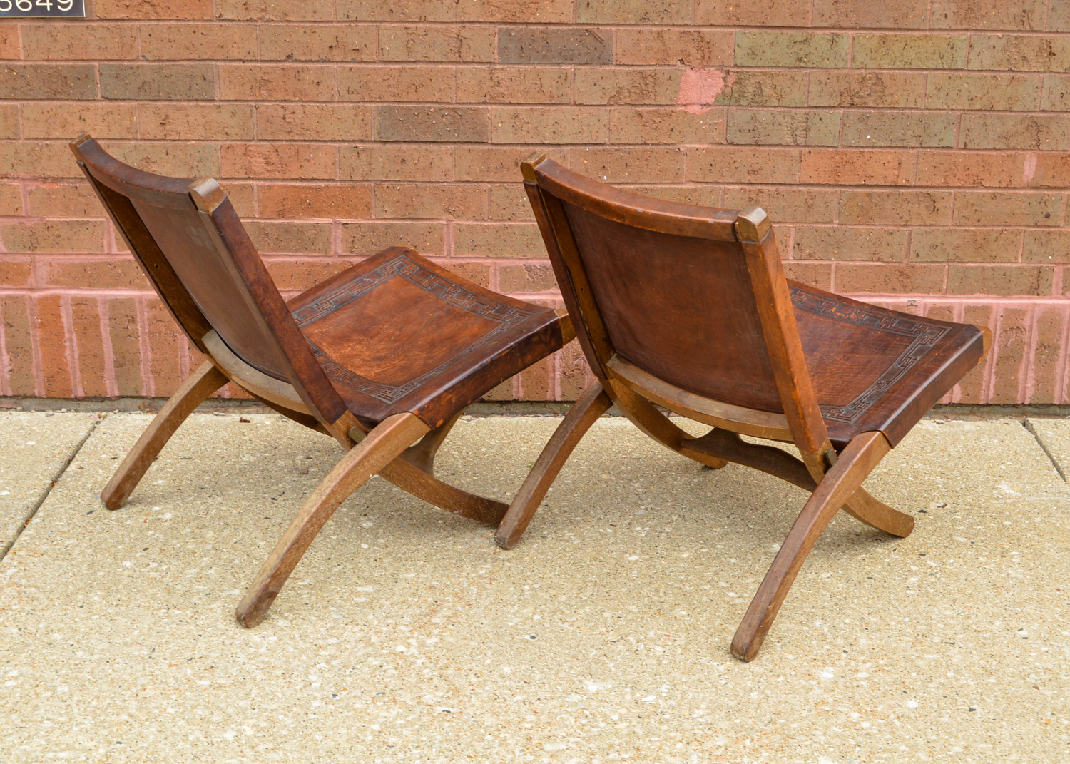 MidCentury Peruvian HandTooled Leather Folding Chairs EBTH