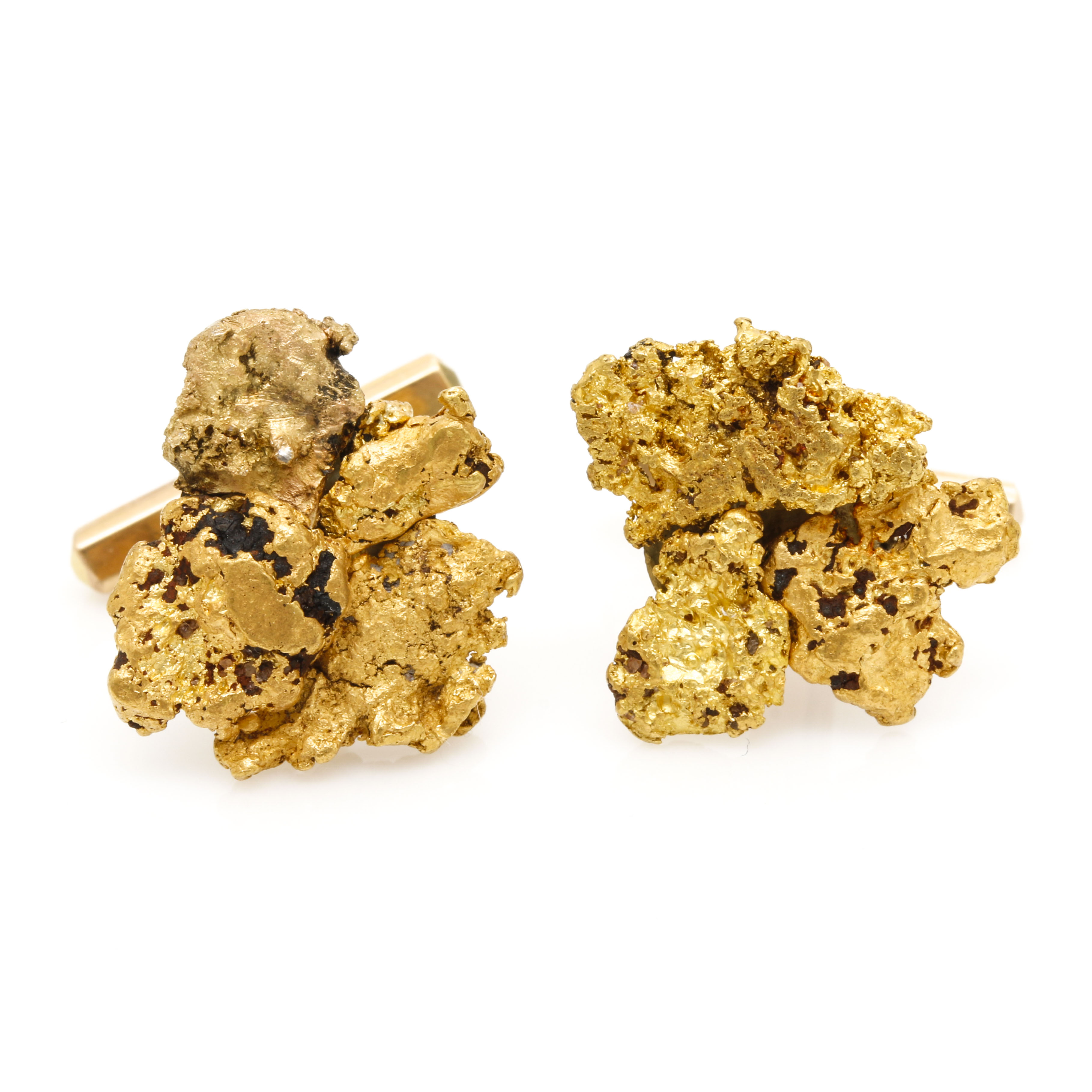 18K And 22K Yellow Gold Nugget Cufflinks | EBTH