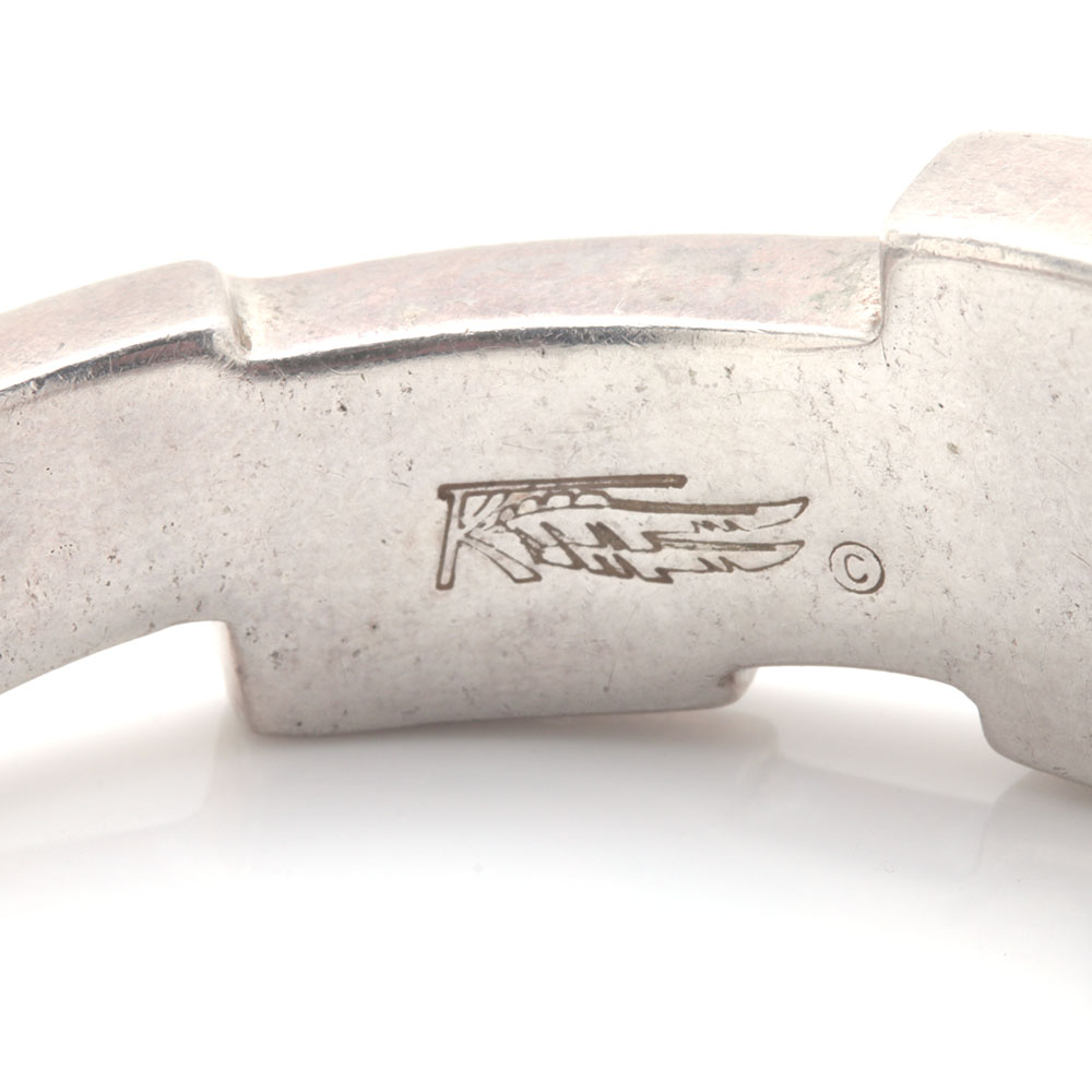 Knifewing Segura Sterling Silver Shell Mosaic Inlay Apache Cuff EBTH