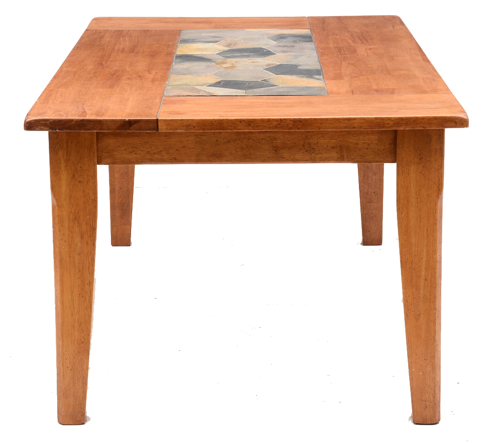 Alder Dining Table with Inset Slate Tile Top EBTH