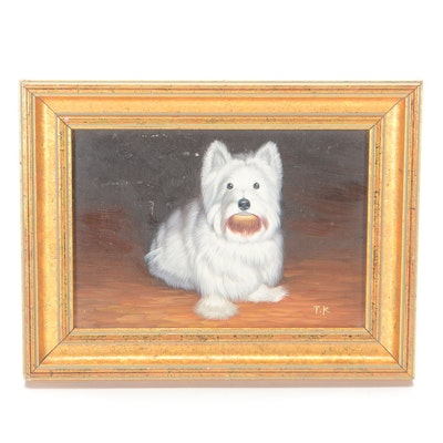 TK Original Oil Painting on Board of a Westie Terrier
