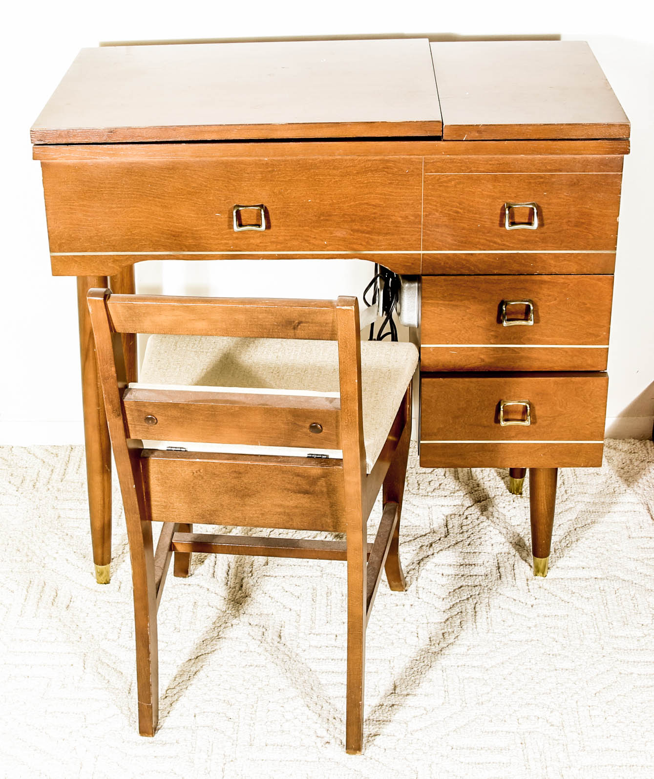 Necchi Sewing Machine, Table, and Chair EBTH