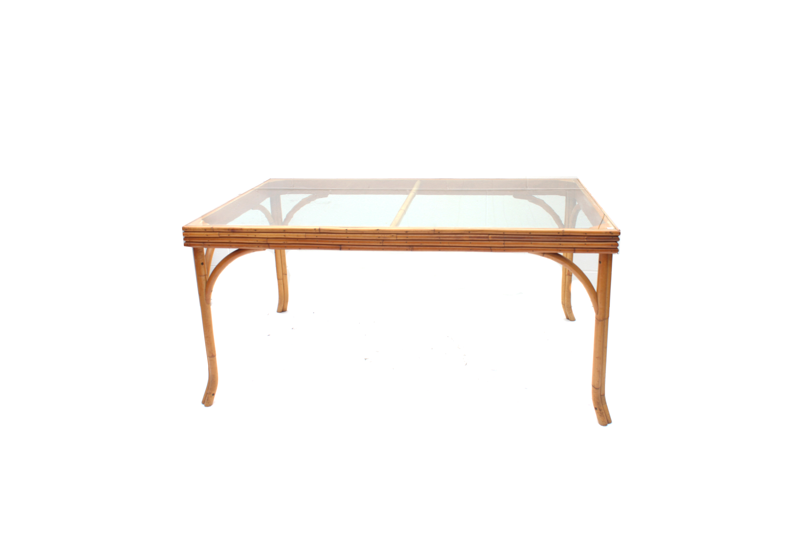 Vintage Glass Top Rattan Console Table EBTH