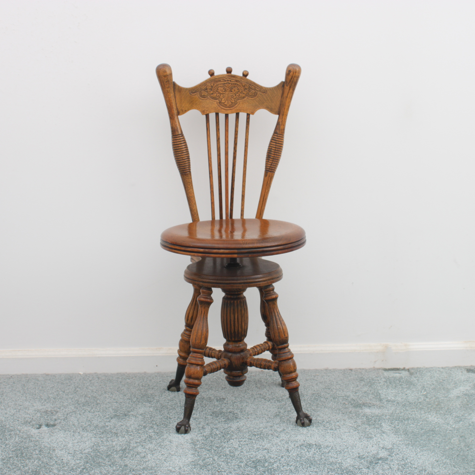 antique piano stool with backrest