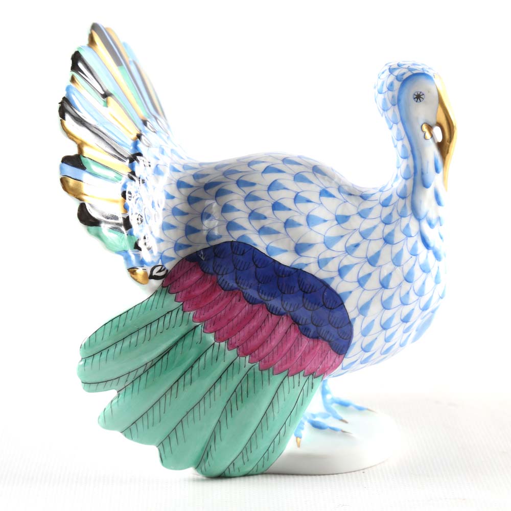 Herend Hand Painted Porcelain Turkey Figurine EBTH