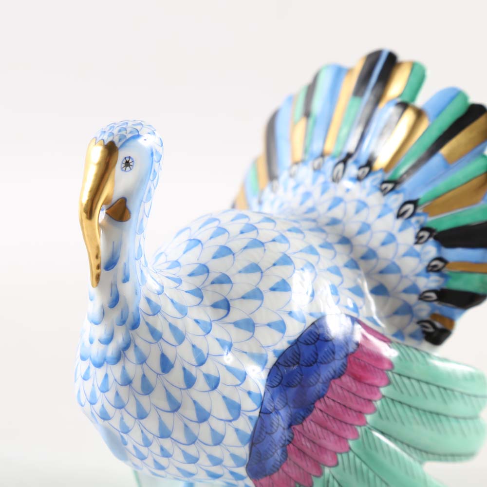 Herend Hand Painted Porcelain Turkey Figurine EBTH