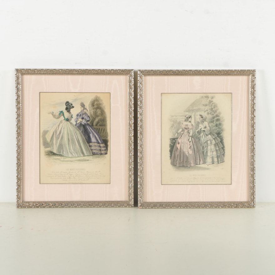 Hand-Colored Engravings of 19th Century Fashion Plates