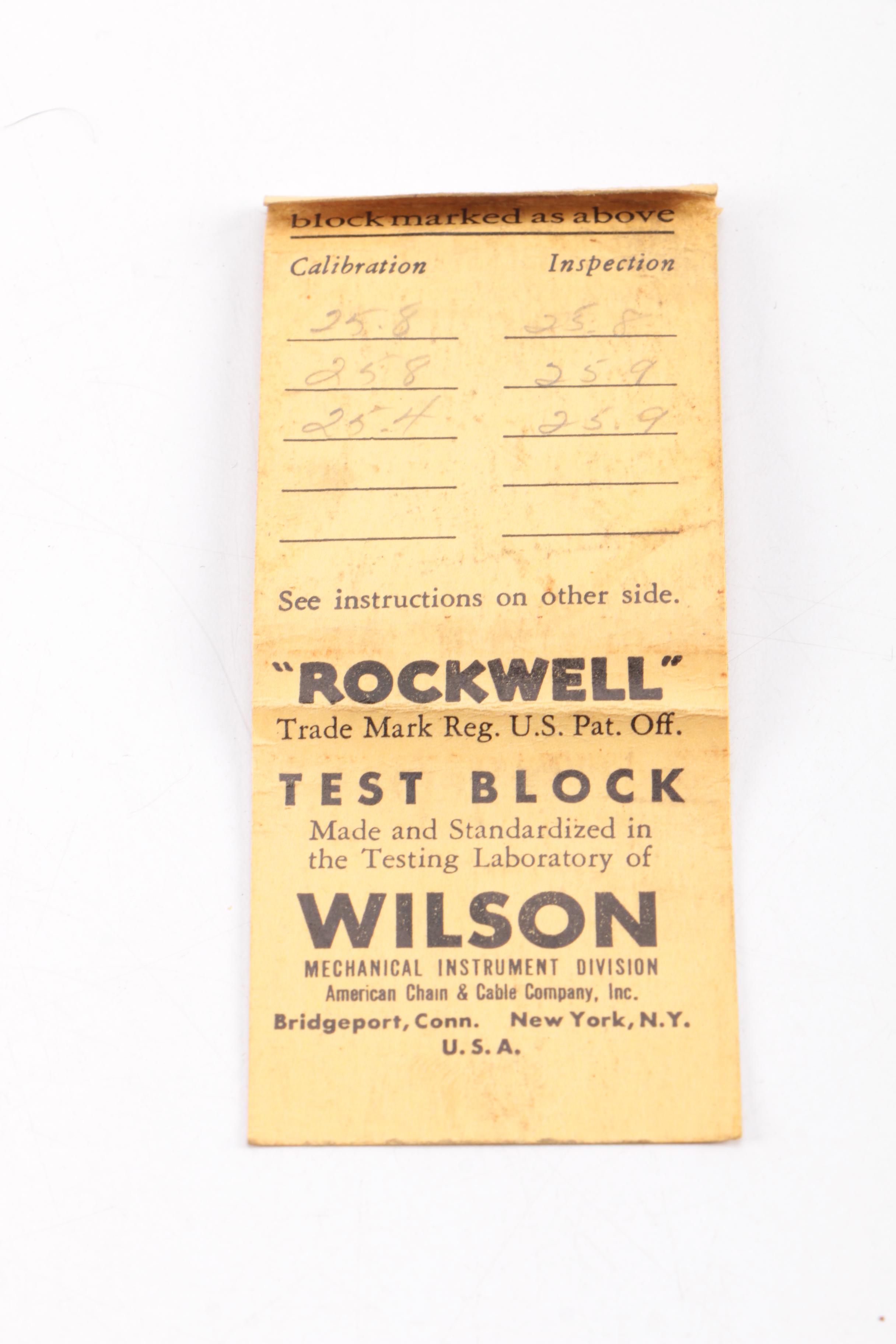 Rockwell Wilson Metal Hardness Calibration Test Blocks EBTH