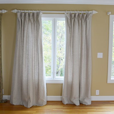 Eight Pottery Barn Oatmeal Linen Drapery Panels And Hardware Ebth