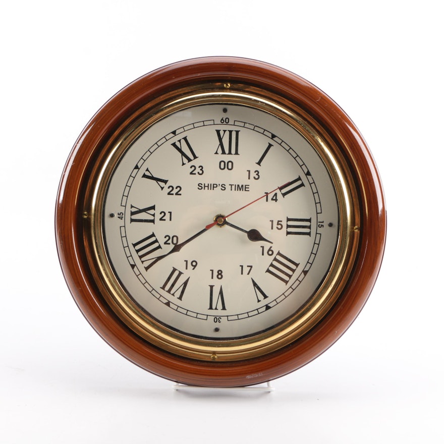 Wood Tone "ship's Time" Porthole Clock