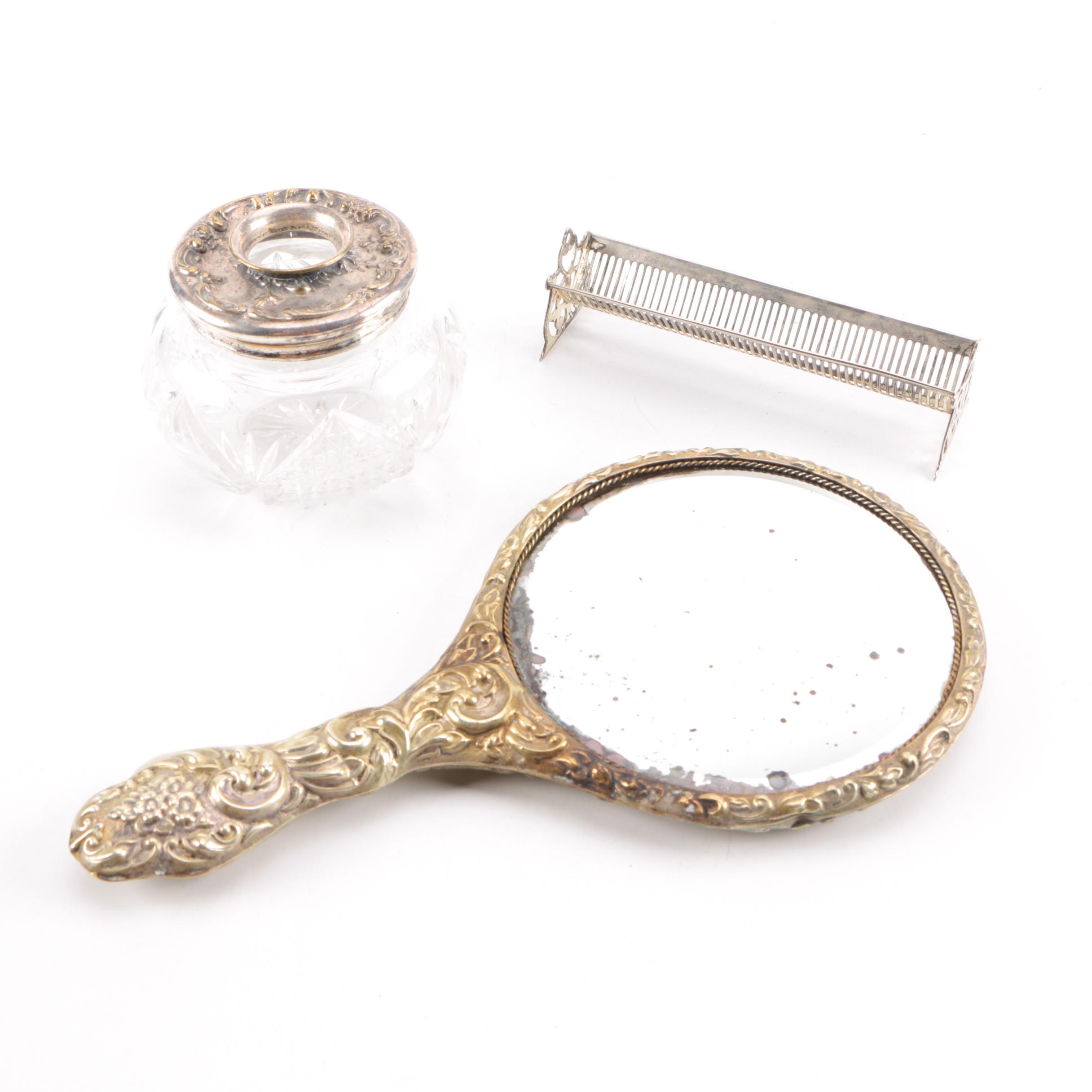 Silver Plate Sugar Cube Holder and Silver Plate Vanity Accessories EBTH