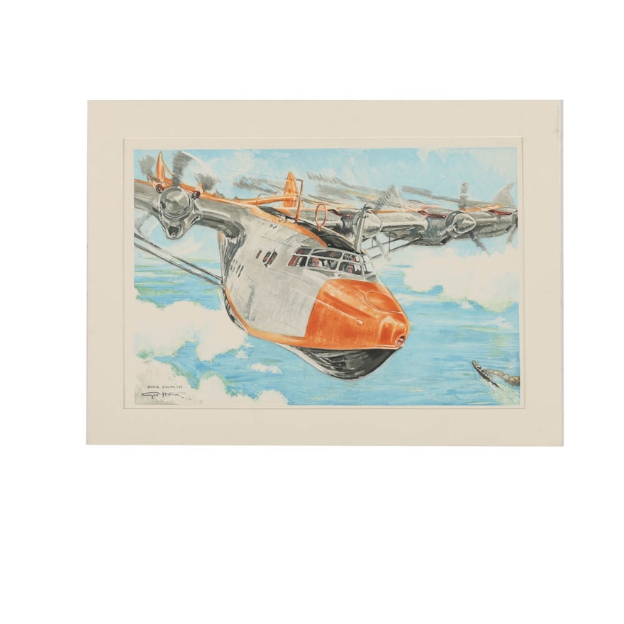 Vintage Color Lithograph Print On Paper After Geo Ham S Potez
