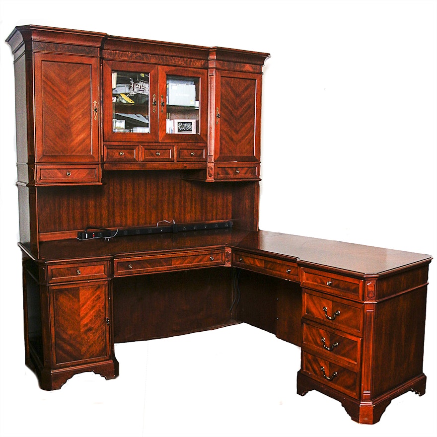 Shenandoah Valley L Shaped Mahogany Desk With Hutch Ebth
