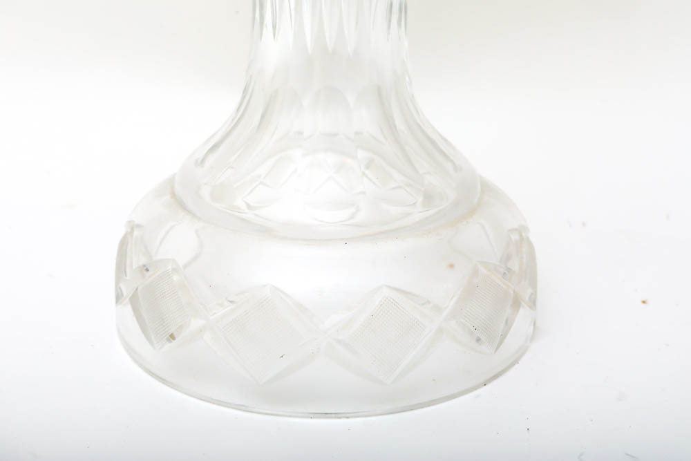 Antique Cut Glass Accent Lamp with Vintage Pressed Candle Holders EBTH