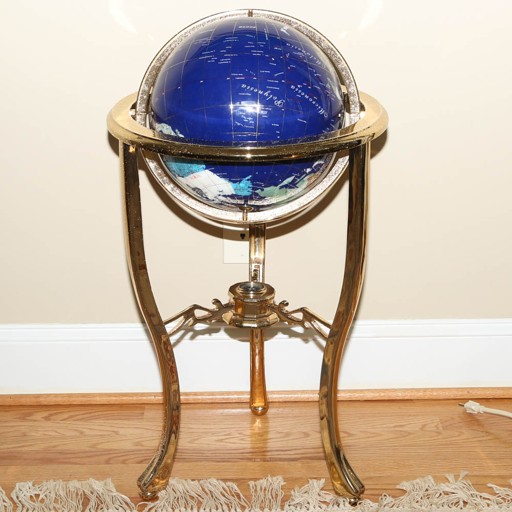 SemiPrecious Stone Inlay Globe EBTH